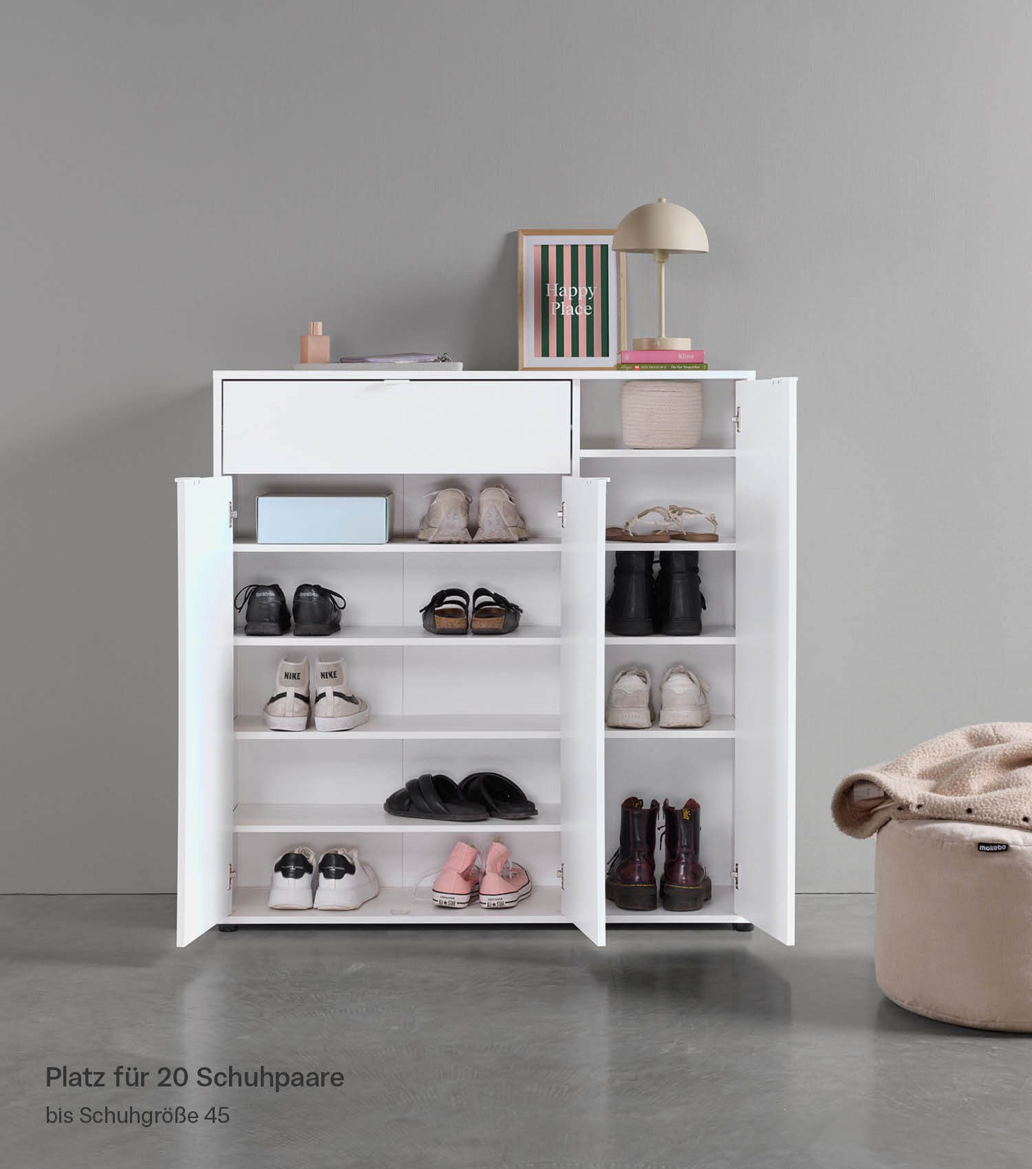 mokebo Schuhschrank Schuhschrank 'Der Concierge' (109x114 cm, mit 3 Türen & günstig online kaufen