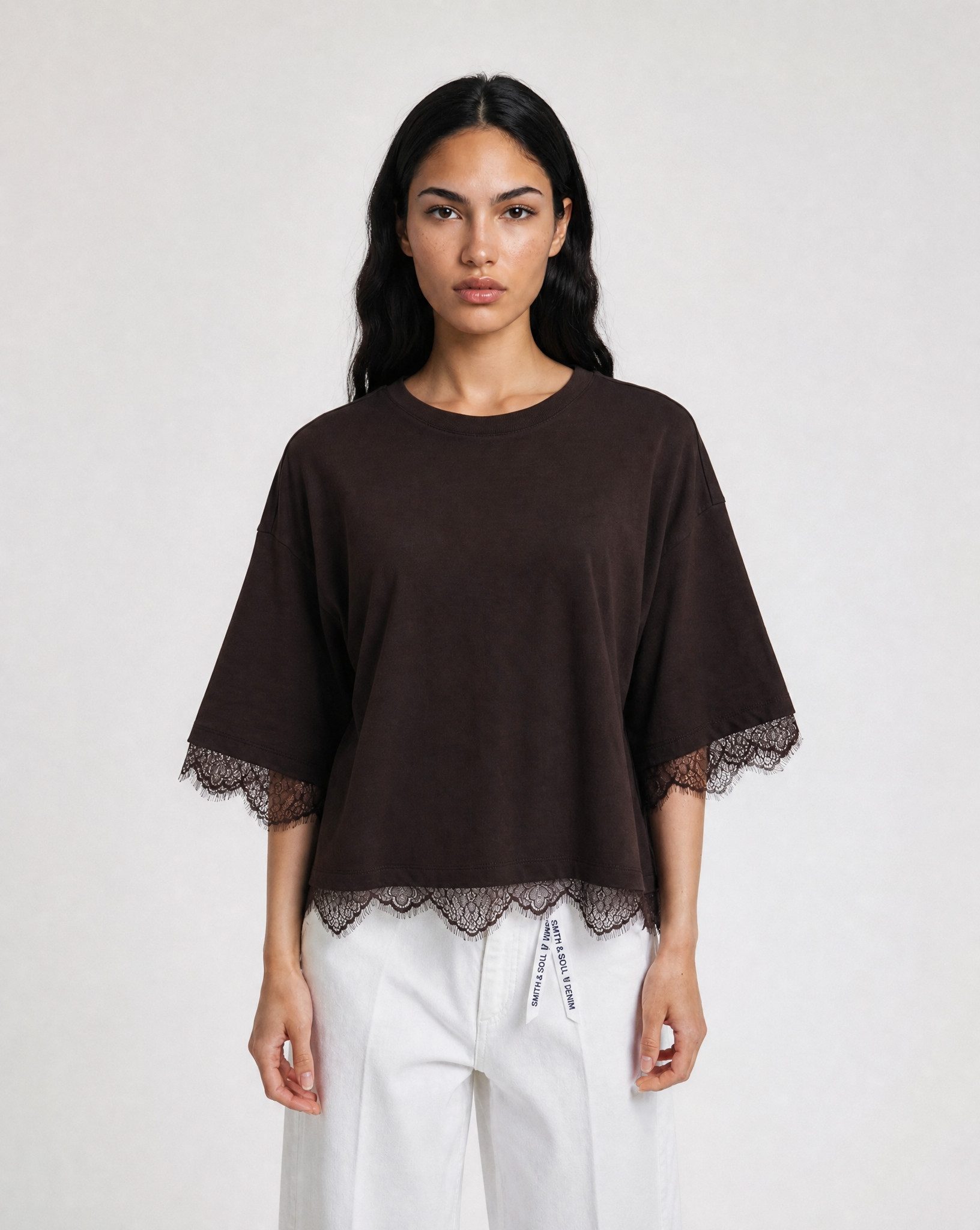 Smith & Soul T-Shirt mit Spitzendetails, Boxy Fit