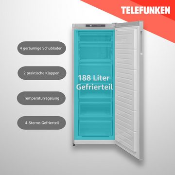 Telefunken Gefrierschrank KTFG15421FS2, 145.5 cm hoch, 54 cm breit, 188 L Gefrierschrank / Temperaturregelung / LED Anzeige