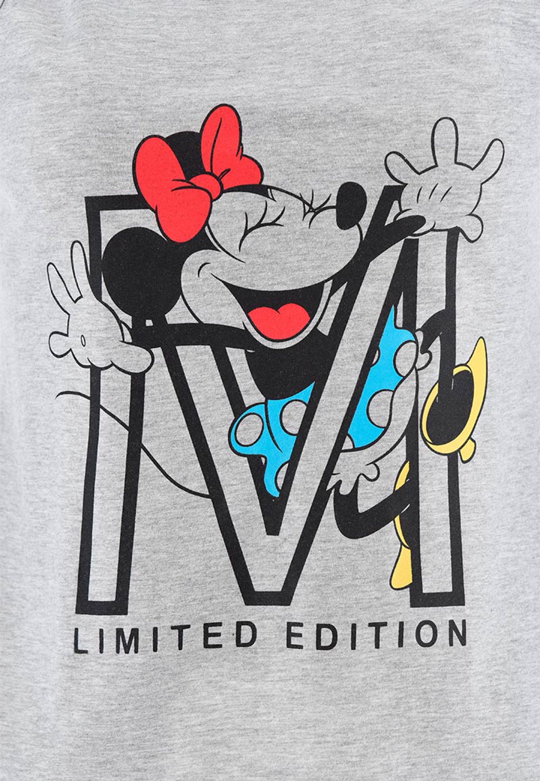 Disney Minnie Damen ärmellos Mini Muskelshirt Mouse Shirt Grau Maus Top