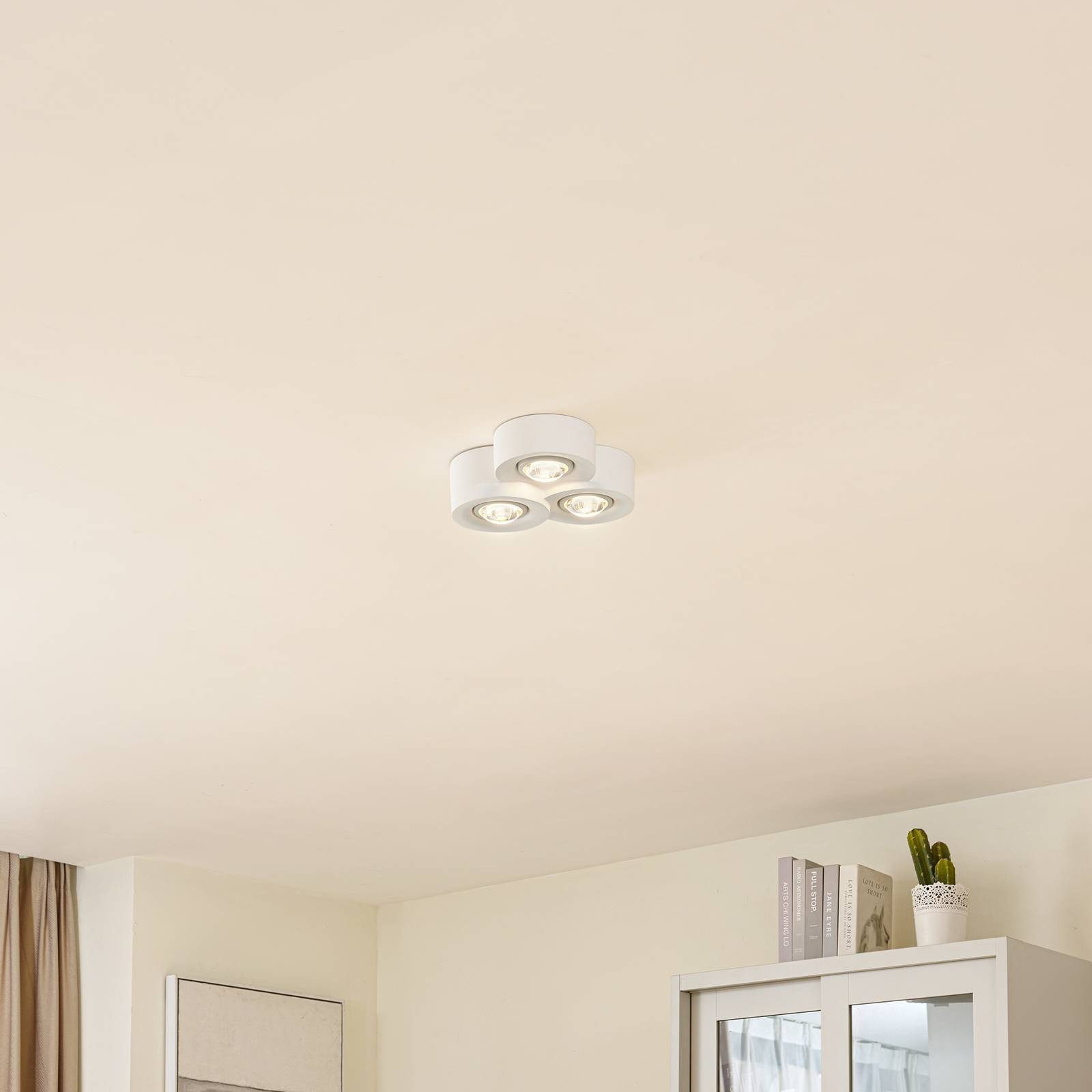 Lindby Deckenleuchten Levia, Gips Weiß IP20, 3 x 11 W LED