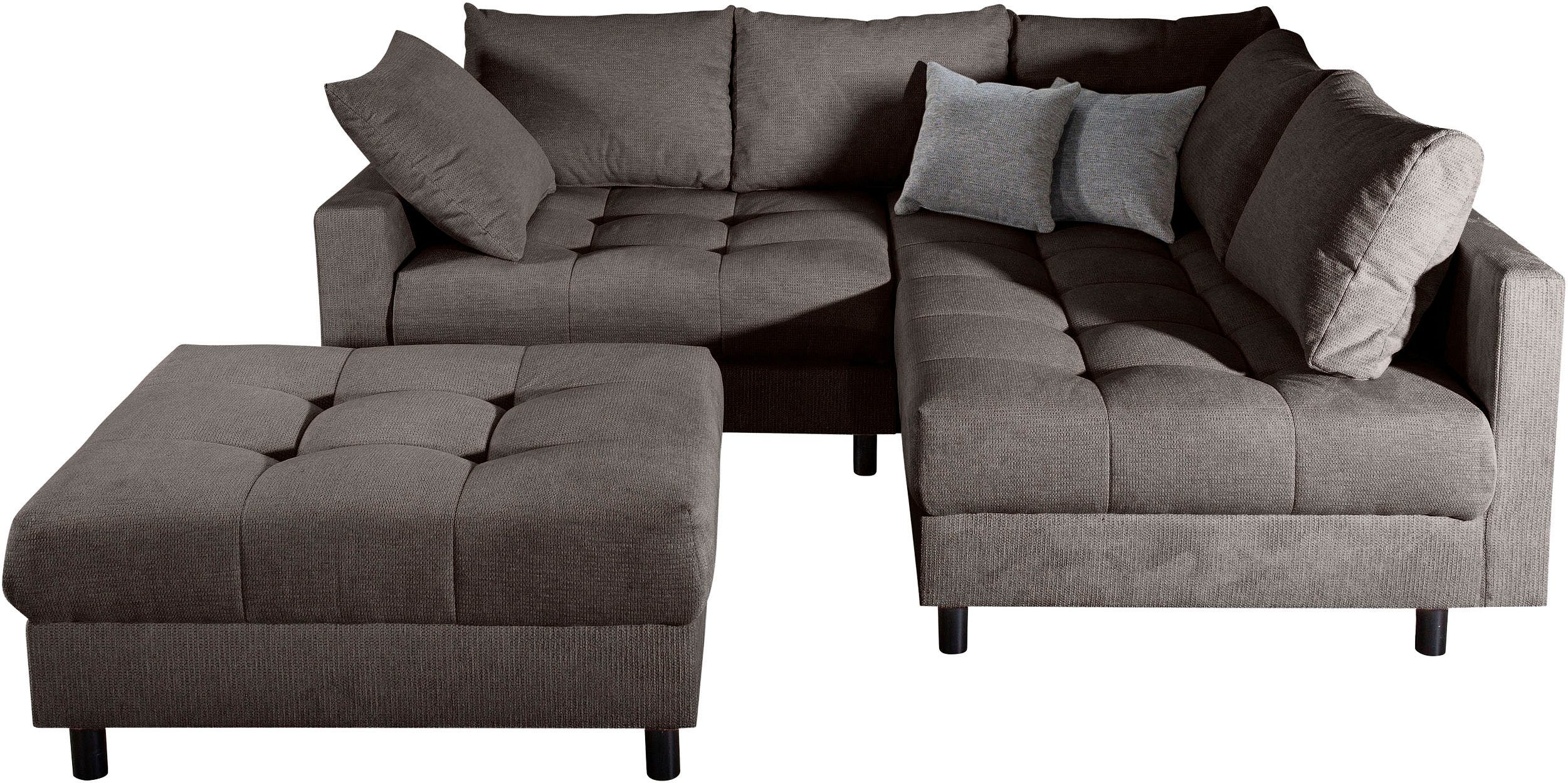 COLLECTION AB Ecksofa Toni L-Form, B: 215 cm, mit Hocker & 2 Zierkissen, Fe günstig online kaufen