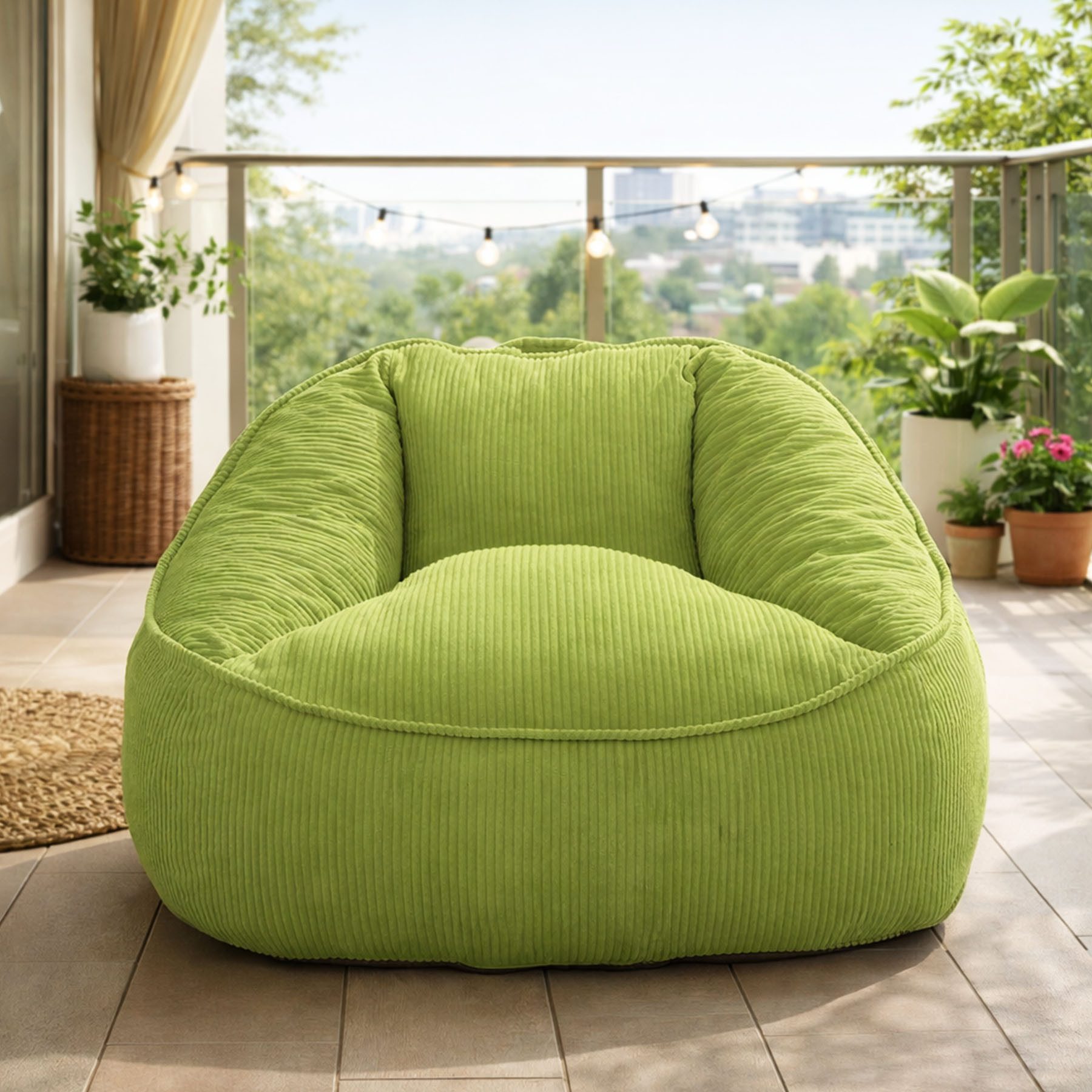 HomeMiYN Sitzsack Weicher Riesen Sitzsack aus Cord – Sessel fürs Wohnzimmer „Birne“