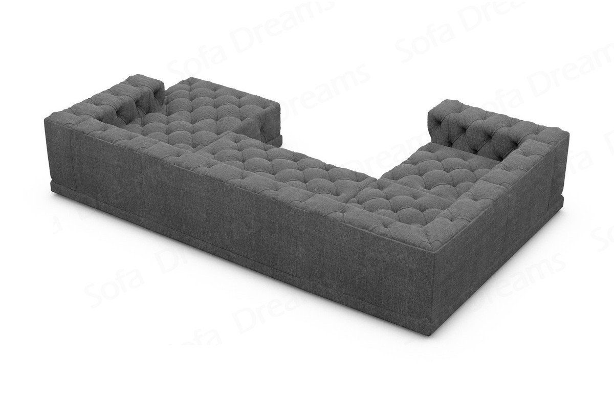 Loungesofa, Chesterfield Strukturstoff Dreams Stoff Sofa Sofa Wohnlandschaft schwarzgrau97 Form U Stoffsofa Modern, Palma Polster Stil