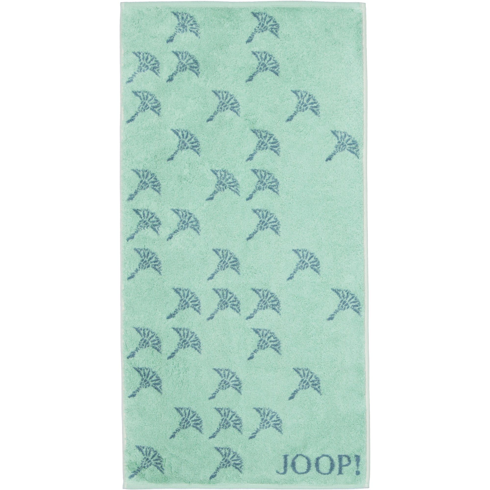 Joop! Handtuch Handtuch Move Faded Cornflower Aqua 1691 44, Walkfrottier (1- St), Wendeoptik, Logo, Flauschig, Pflegeleicht und trocknergeeignet