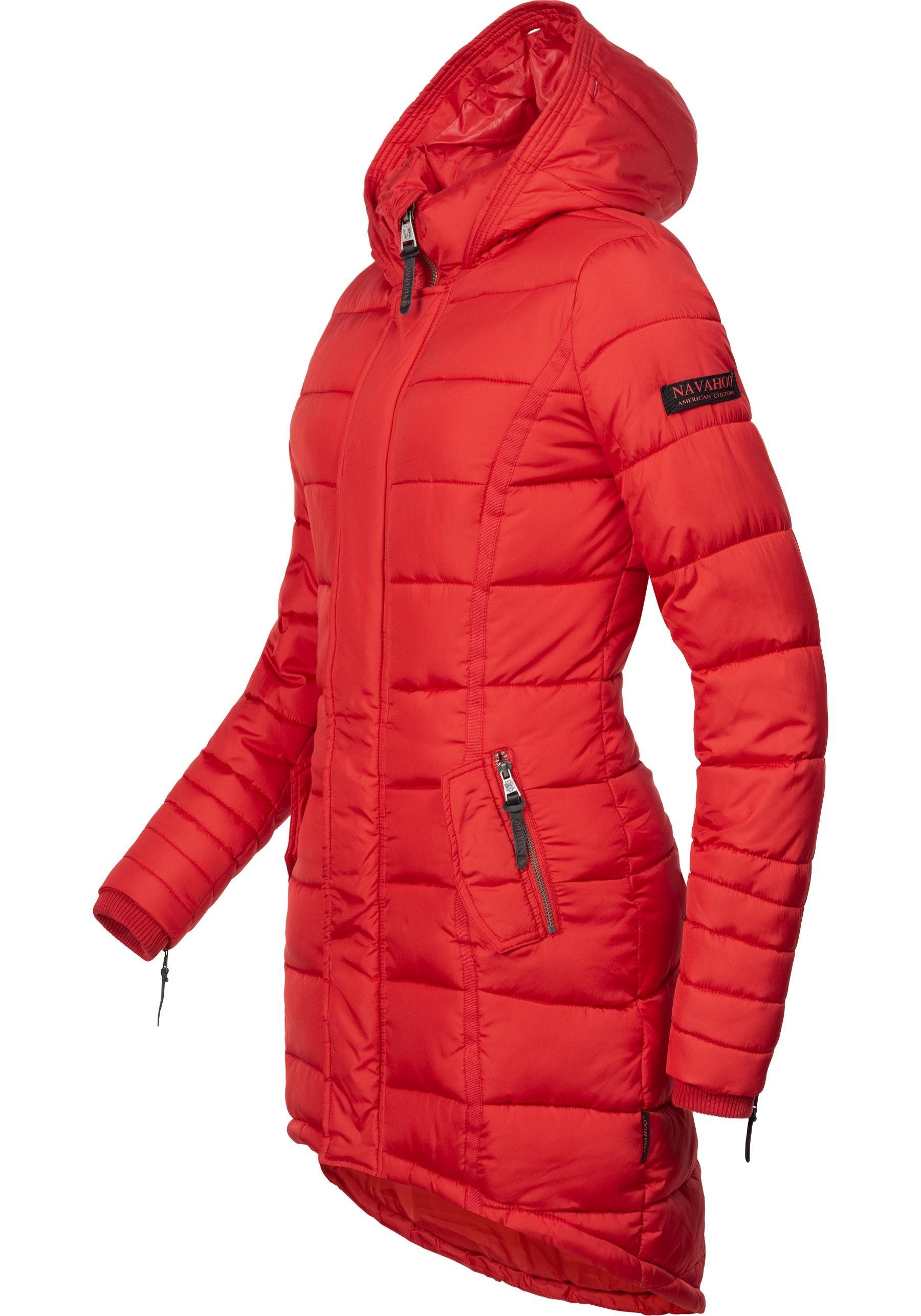 Navahoo Steppmantel Papaya hochwertiger Wintermantel m. edlem Fellimitat günstig online kaufen