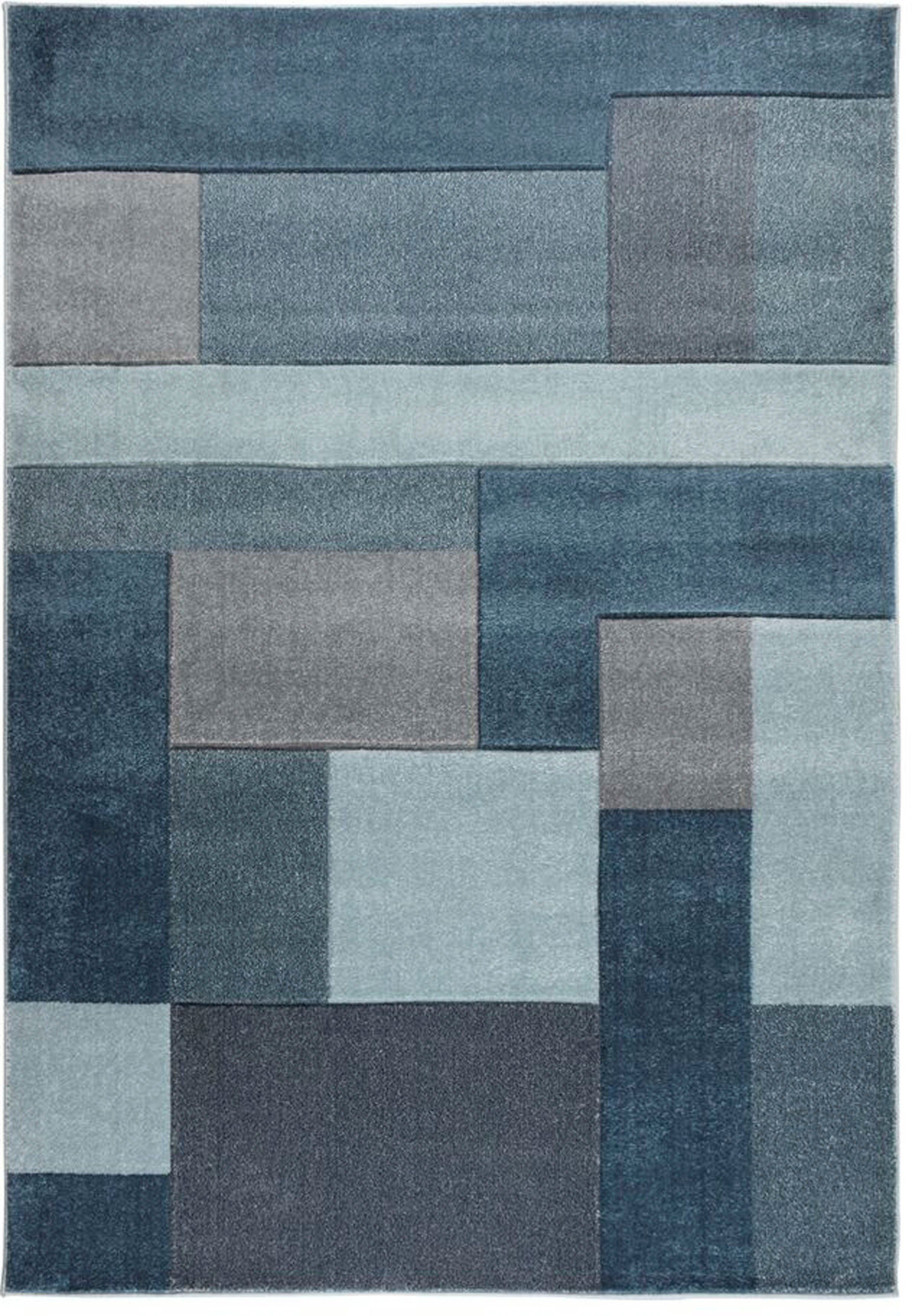 RUGS, mit Patchwork Hoch-Tief-Effekt blau 12 Teppich mehrfarbig, mm, Design, rechteckig, Höhe: Cosmos, FLAIR