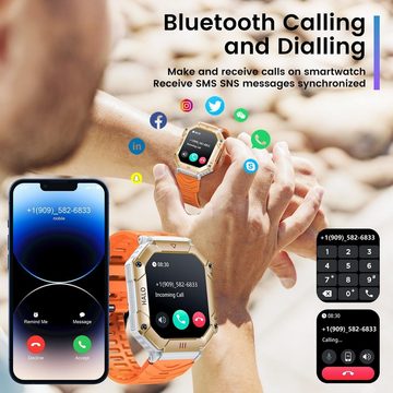 Motsfit Herren Telefonfunktion Fitness Watch Wasserdicht Schrittzähler Smartwatch (2.2 Zoll, Andriod iOS), mit WhatApp Funktion Herzfrequenz armbanduhr mit Blutdruckmessung