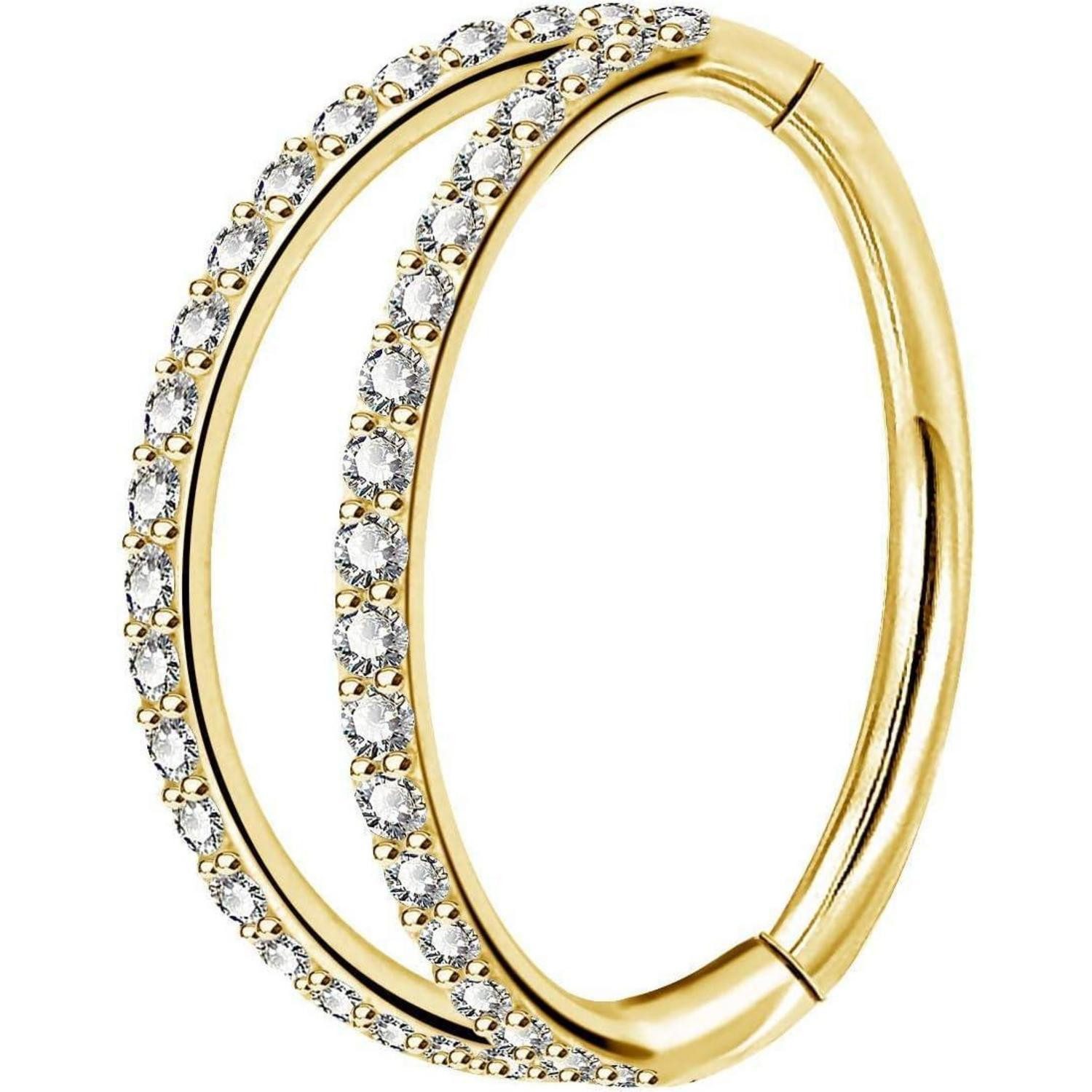 LuxusKollektion Intimpiercing Helix Earrings Hoop Clear CZ Paved Cartilage Piercing Stainless Steel