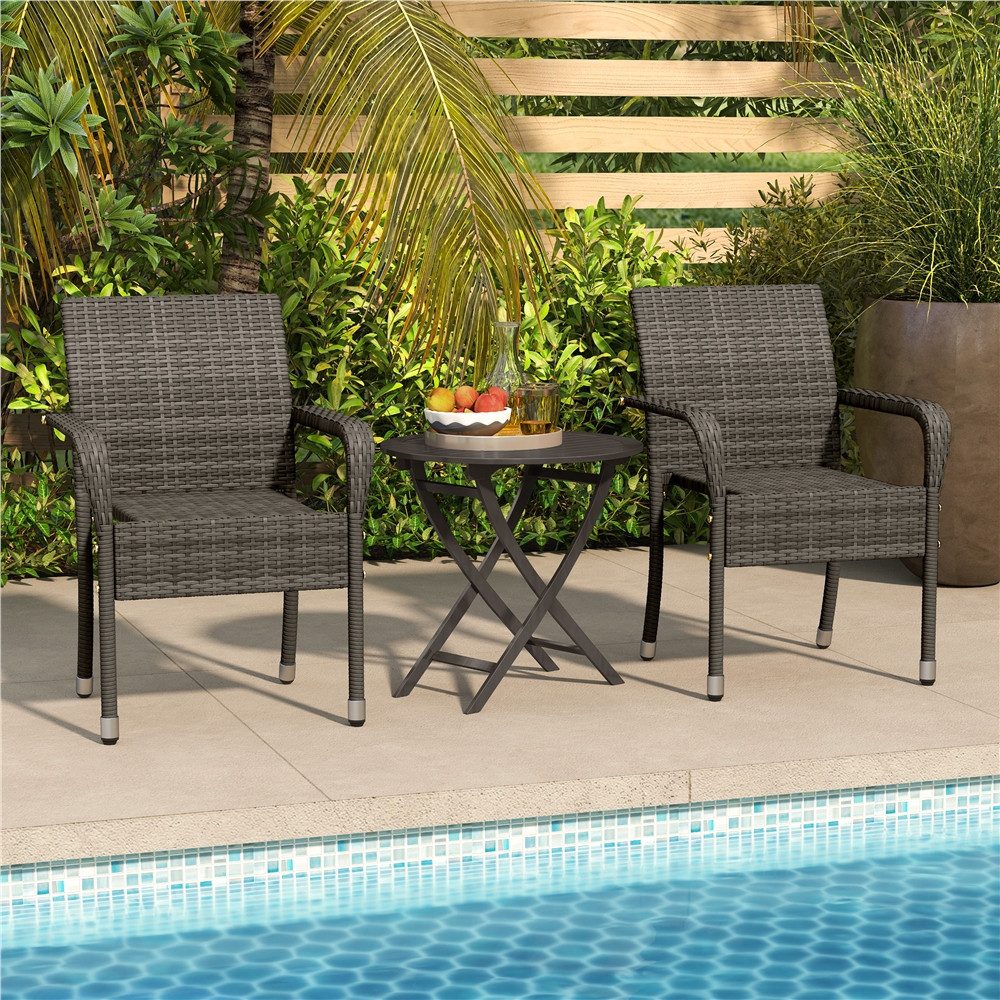 Yaheetech Gartenstuhl 2/4/6er-Set Esszimmerstuhl Rattan-Optik mit Metallbeinen (2 St), Küchenstuhl fürs Esszimmer/Balkon/Terrasse