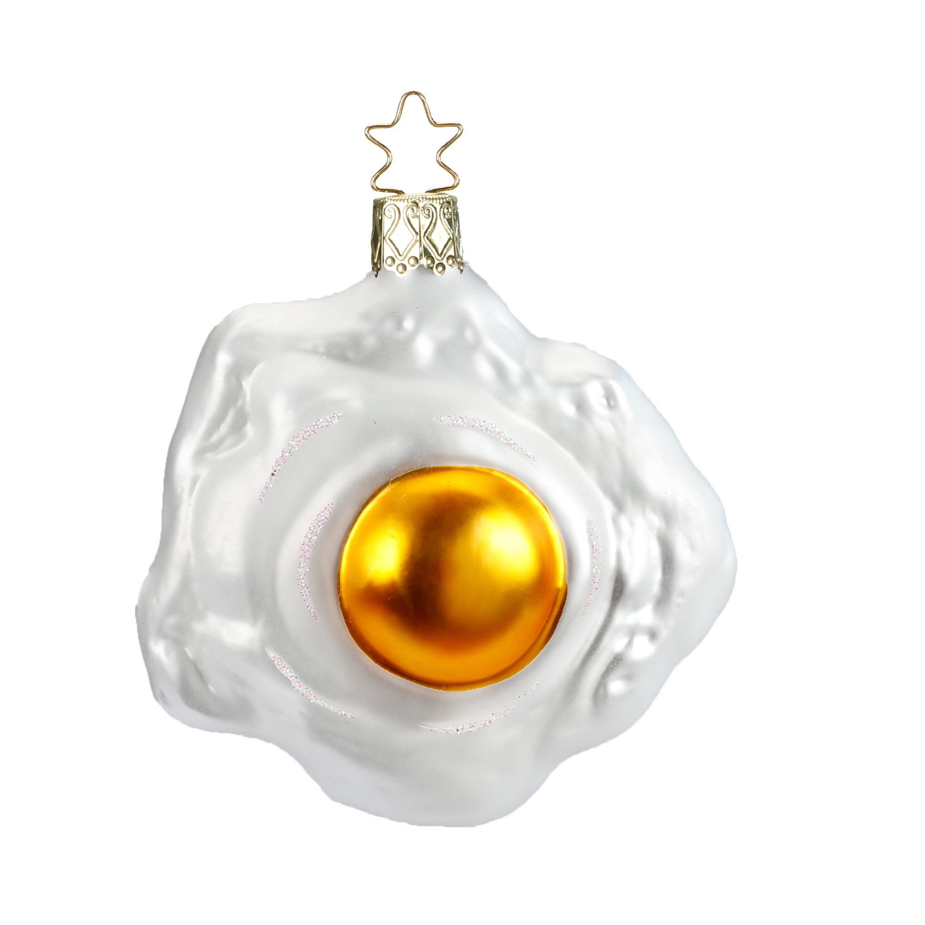 INGE-GLAS® Christbaumschmuck Christbaumschmuck Spiegelei Glas 8 cm weiß/gol günstig online kaufen