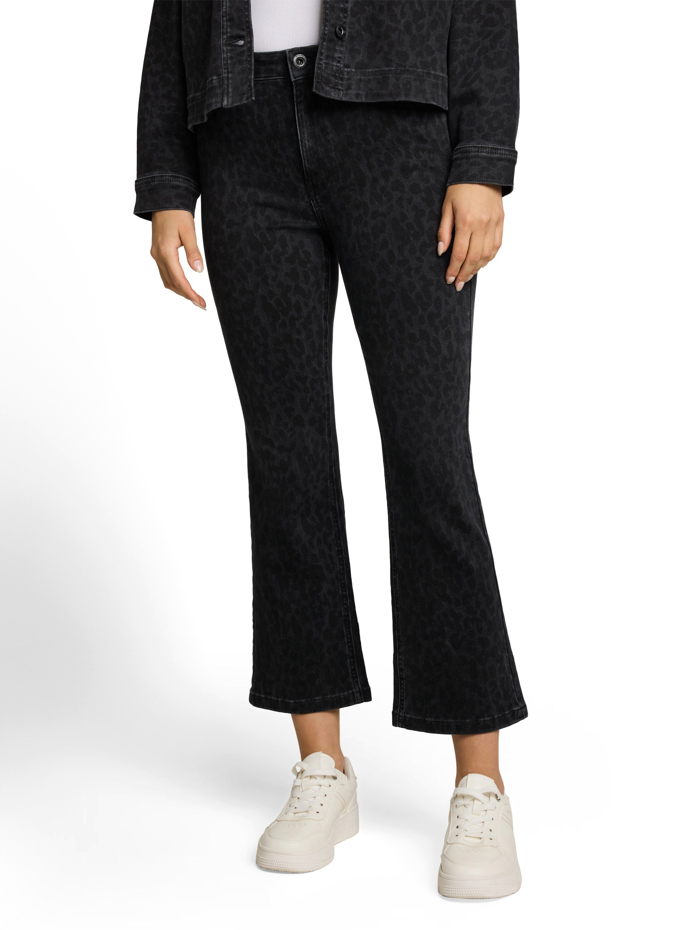 TOM TAILOR 3/4-Jeans Kate - Slim mit Leo-Print und Stretch
