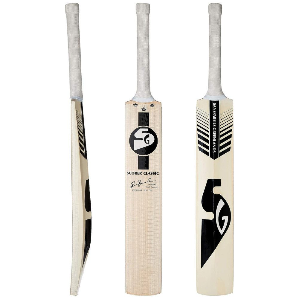 SG Badmintonschläger Scorer Classic Cricket Bat Gr. 6 Kashmir Willow Leicht mit Cover, (Einzelner Cricket-Schläger mit Schutzhülle, Größe 6, Farbe Beige)