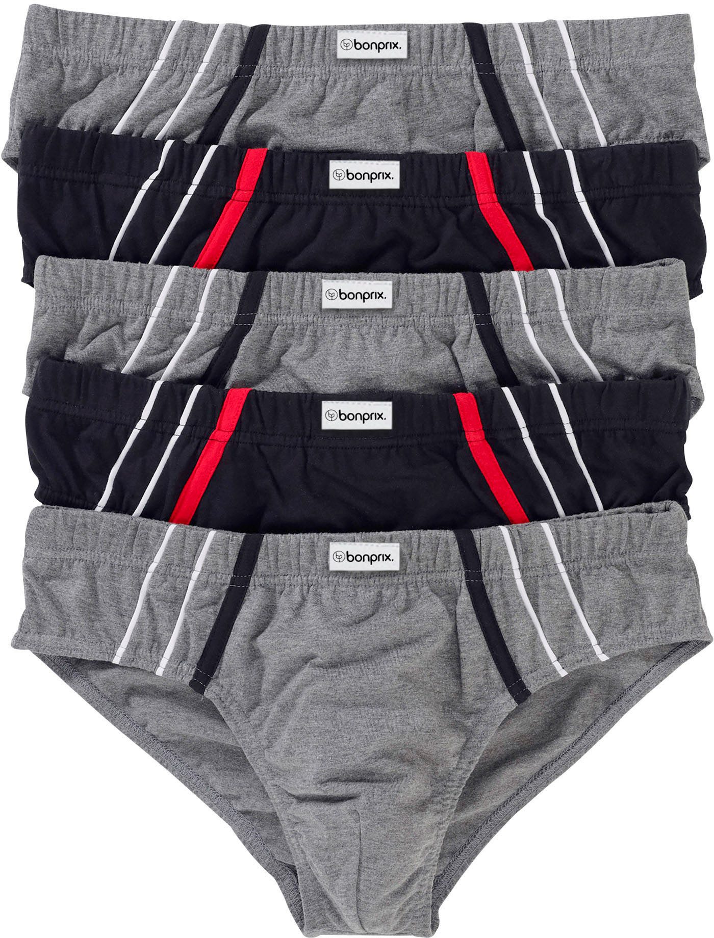 bonprix Maxislip (Packung, 5-St) klassisch geschnittene Passform, sportive Optik, aus Baumwolle