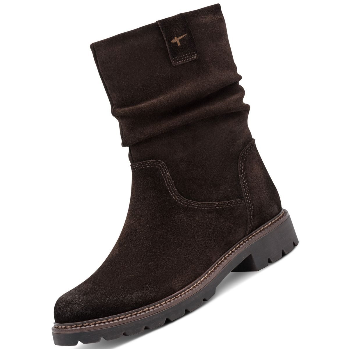 Tamaris 1-25410-47/304 Stiefel Leder-Boots mit modischem Raffungsschaft