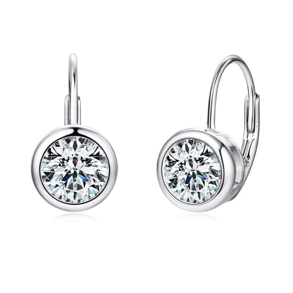ROUGEMONT Paar Creolen Moissanit Damen Creolen Ohrhänger 925 sterling Silber 18K Gold, Echtschmuck mit Echtheitszertifikat