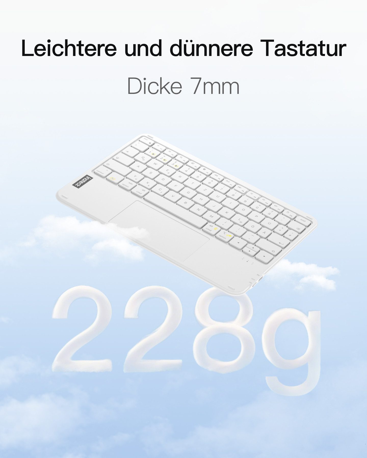Inateck Ultraleichte für iPad/Tablet/Windows/Laptop/PC Tablet Tastatur mit Touchpad (Kabellose) – Bild 4 von 5