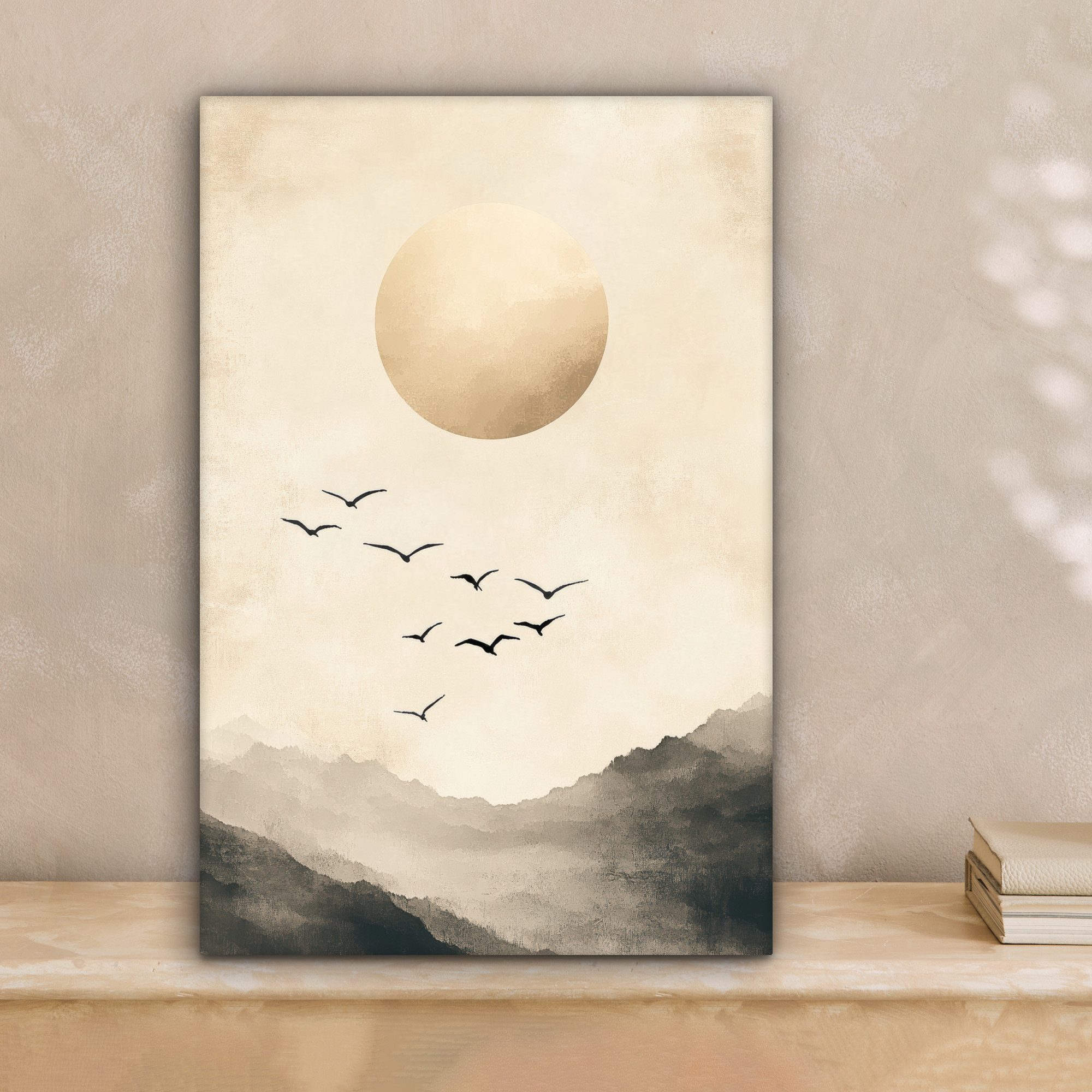 OneMillionCanvasses® Leinwandbild Landschaft - Japandi - Vogel, Fotodruck ( günstig online kaufen