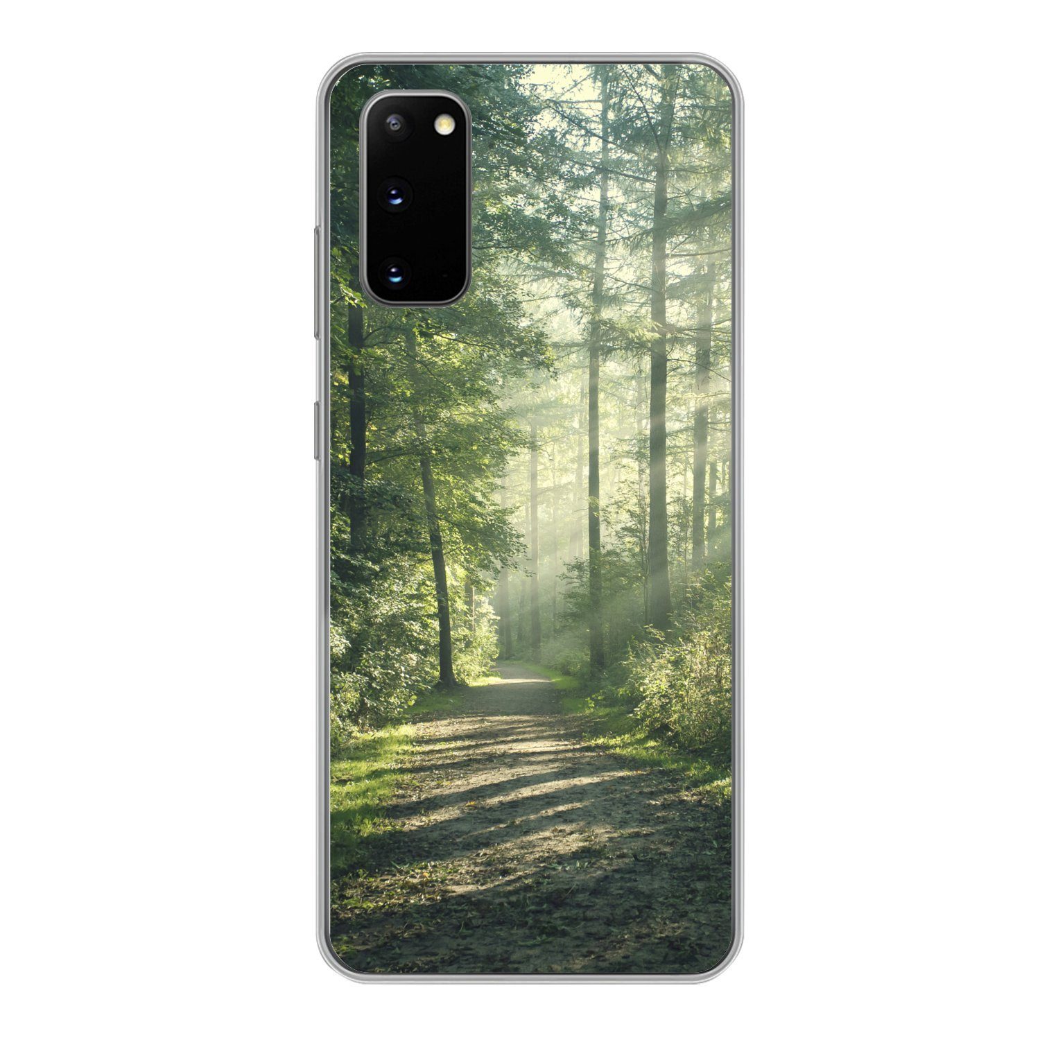 MuchoWow Handyhülle für Samsung Galaxy S20 Wald - Weg - Sonne - Bäume - Grün - Natur, Phone Case, Silikon, Schutzhülle Dünn