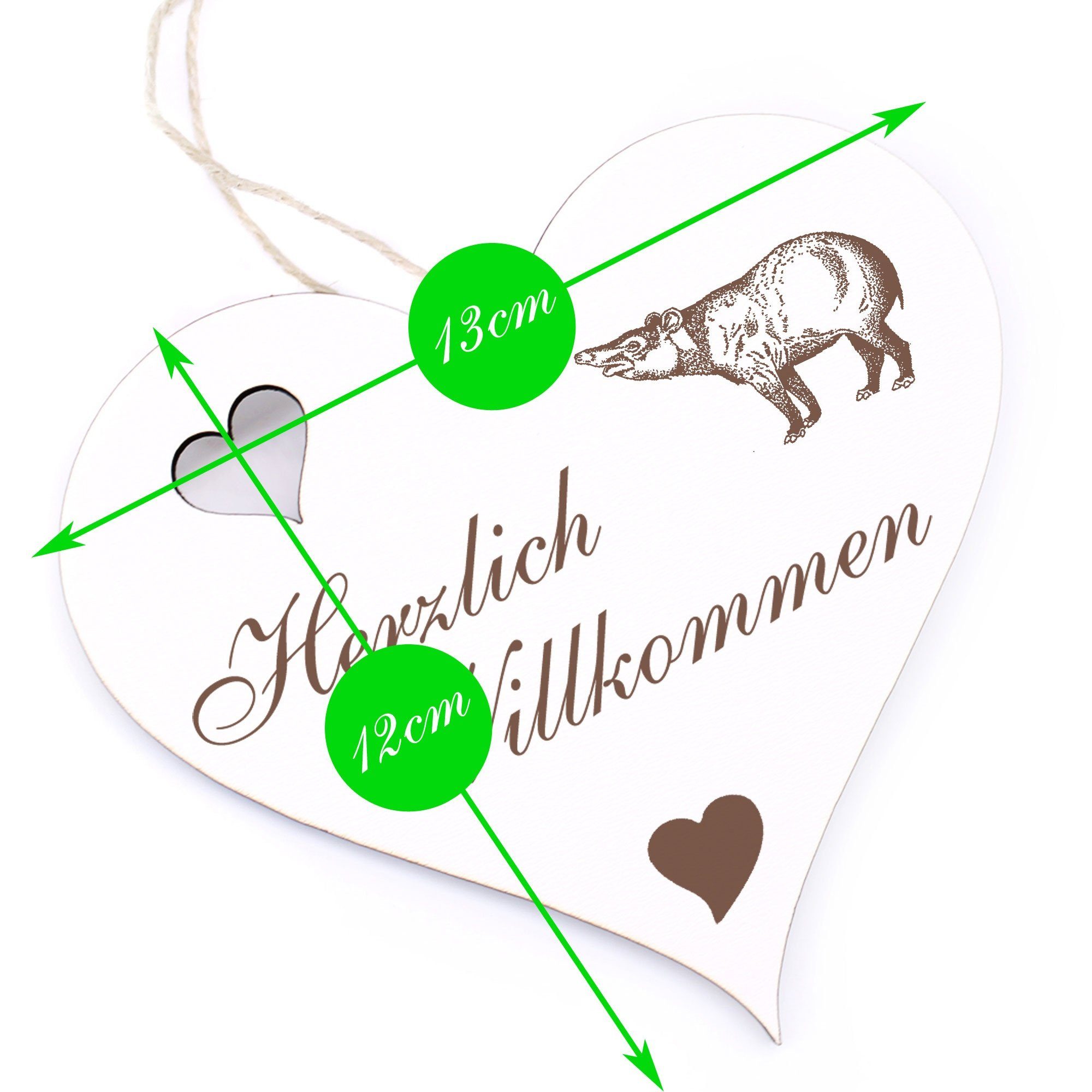 Dekolando Hängedekoration Herzlich Willkommen 13x12cm - Tapir 