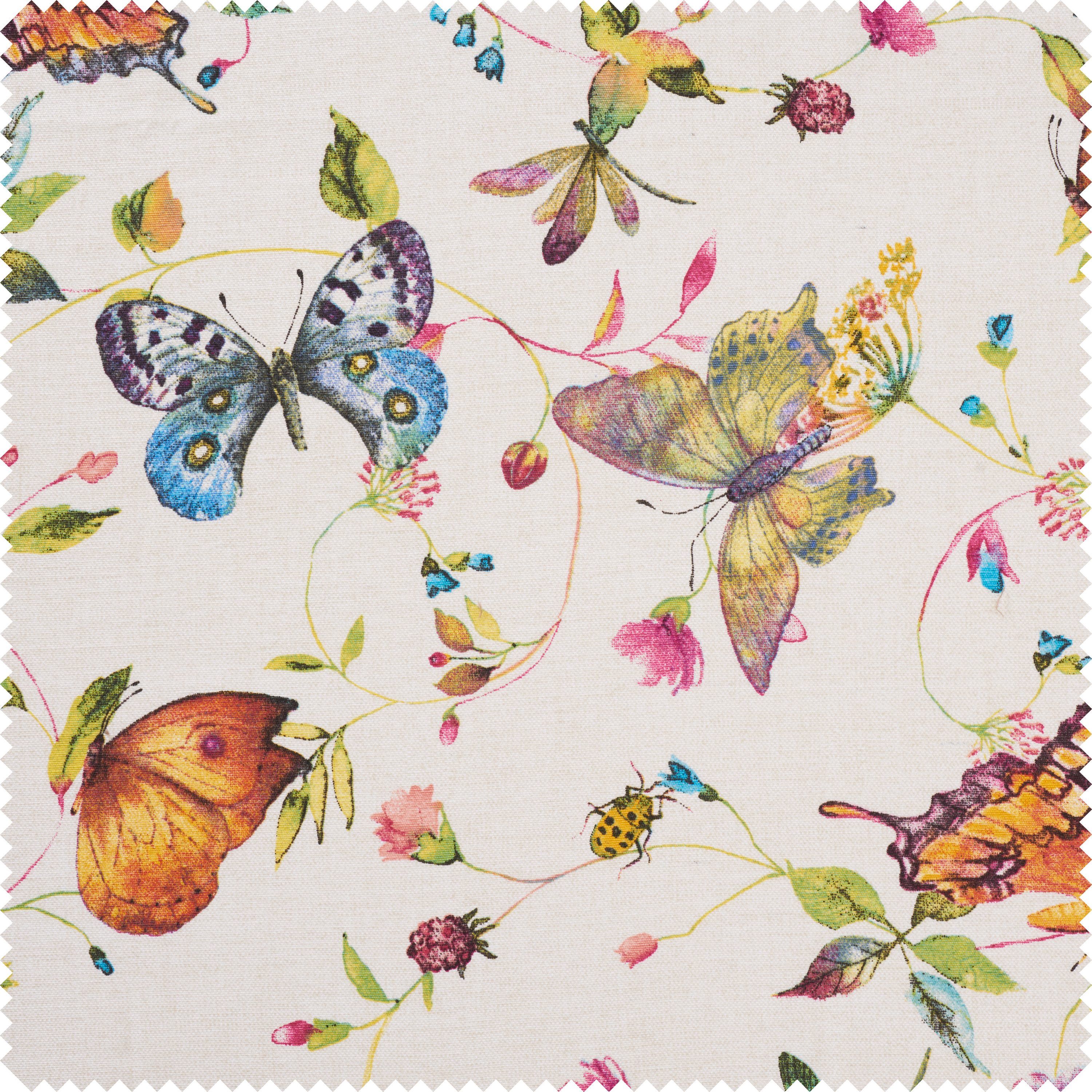 VBS Stoff Schmetterlinge und Blumen, 140cm breit, Meterware