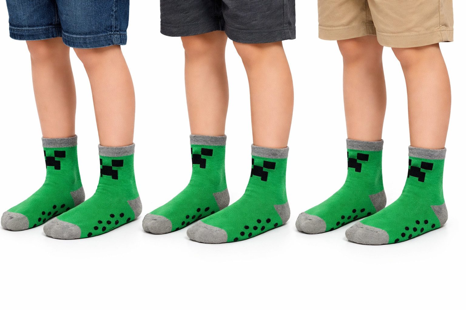 Minecraft ABS-Socken 3x Minecraft Stoppersocken Kinder Strümpfe Anti Slip Socken 3x Minecraft Kinder Anti Rutschsocken