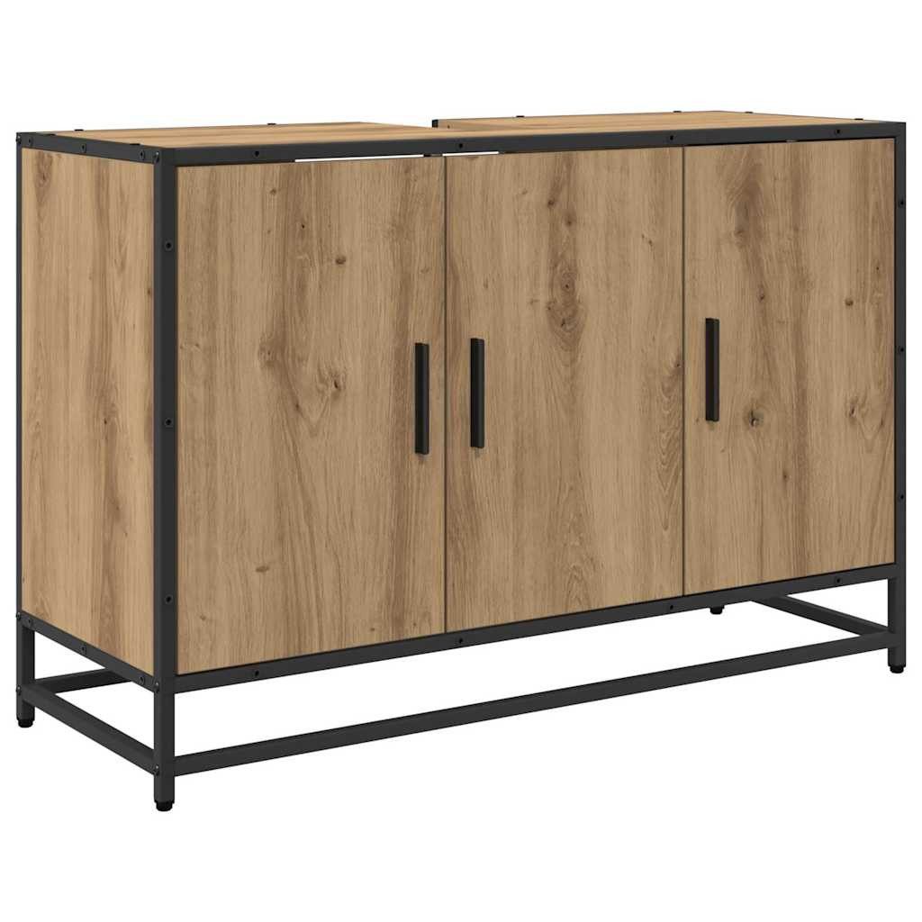 vidaXL Badezimmer-Set Badezimmerschrank Artisan-Eiche 90 x 33 x 60 cm Holzw günstig online kaufen