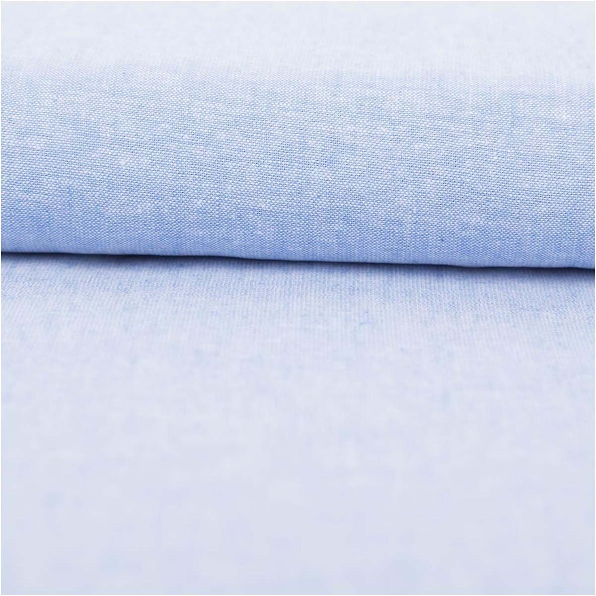 SCHÖNER LEBEN. Stoff Leinen-Baumwollstoff Meterware Chambray uni meliert hellblau 138cm, pflegeleicht