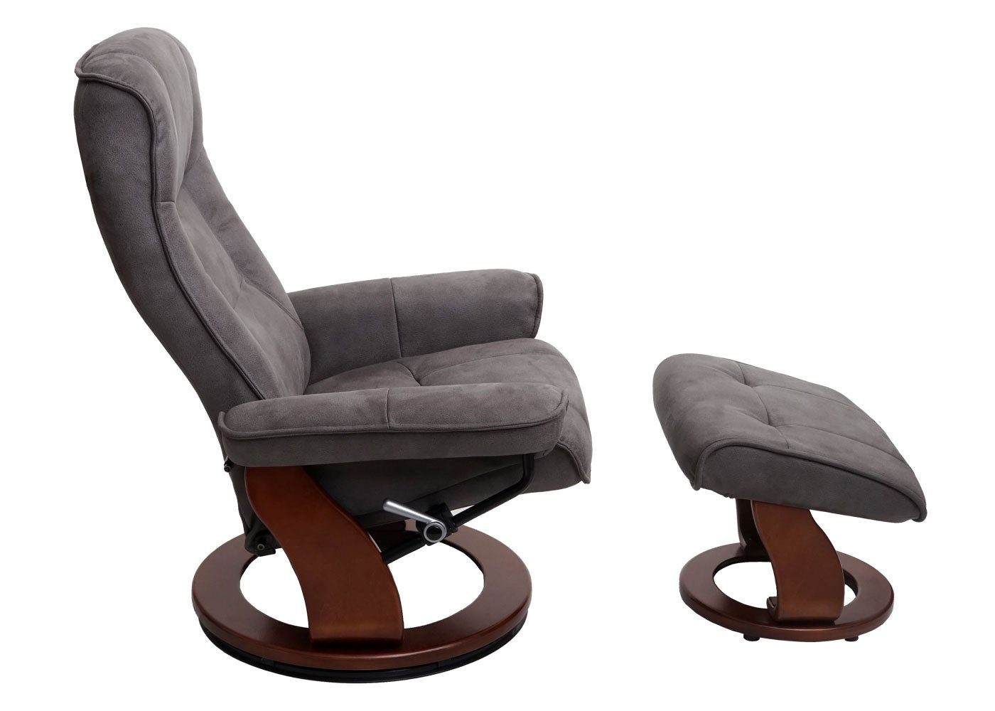 MCA furniture gepolstertem 360° Inkl. Armlehnen walnussfarben Breite um Sessel Fußhocker, Halifax-S, drehbar, dunkelgrau, Relaxsessel
