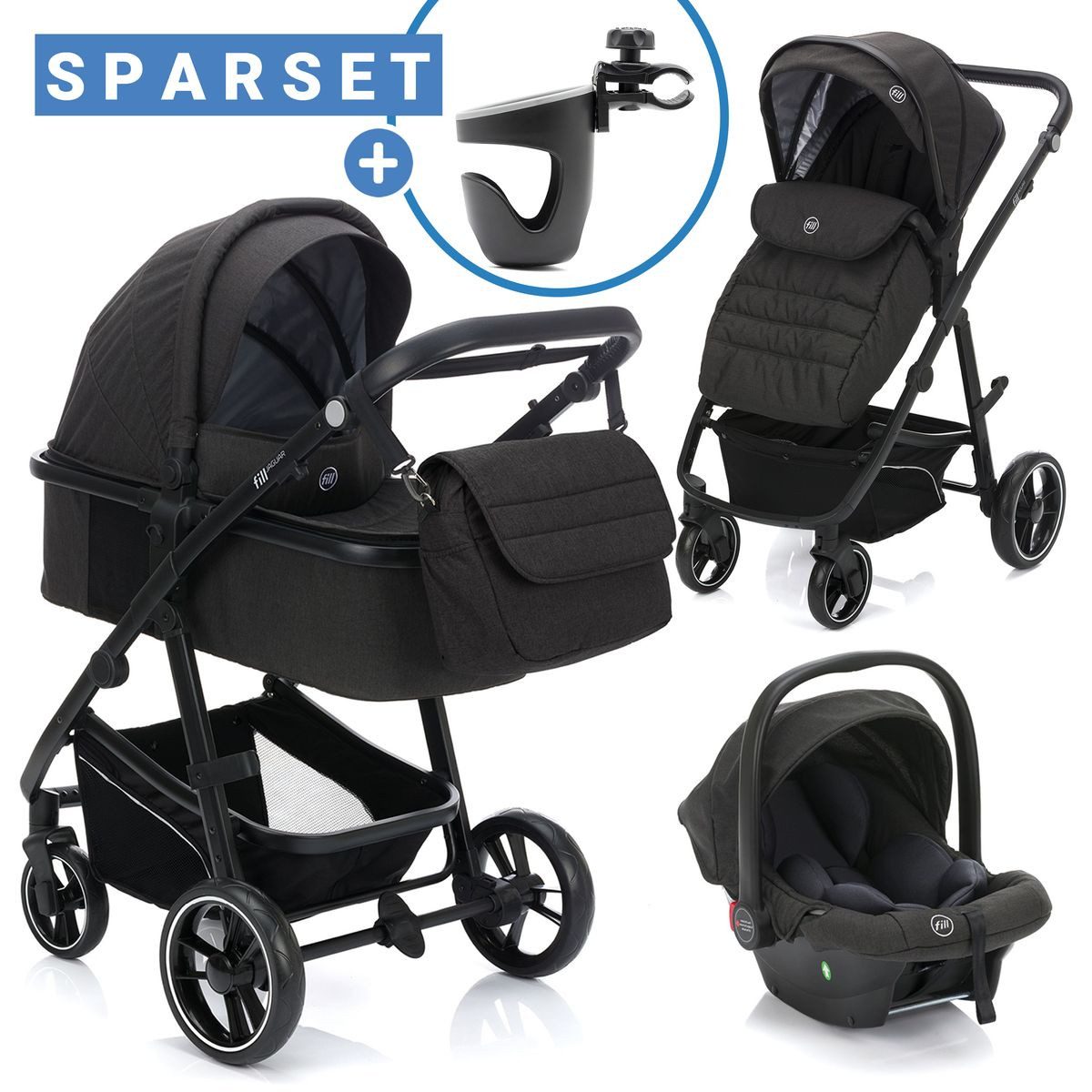 Kombi-Kinderwagen Fill Jaguar - Dunkelgrau Melange