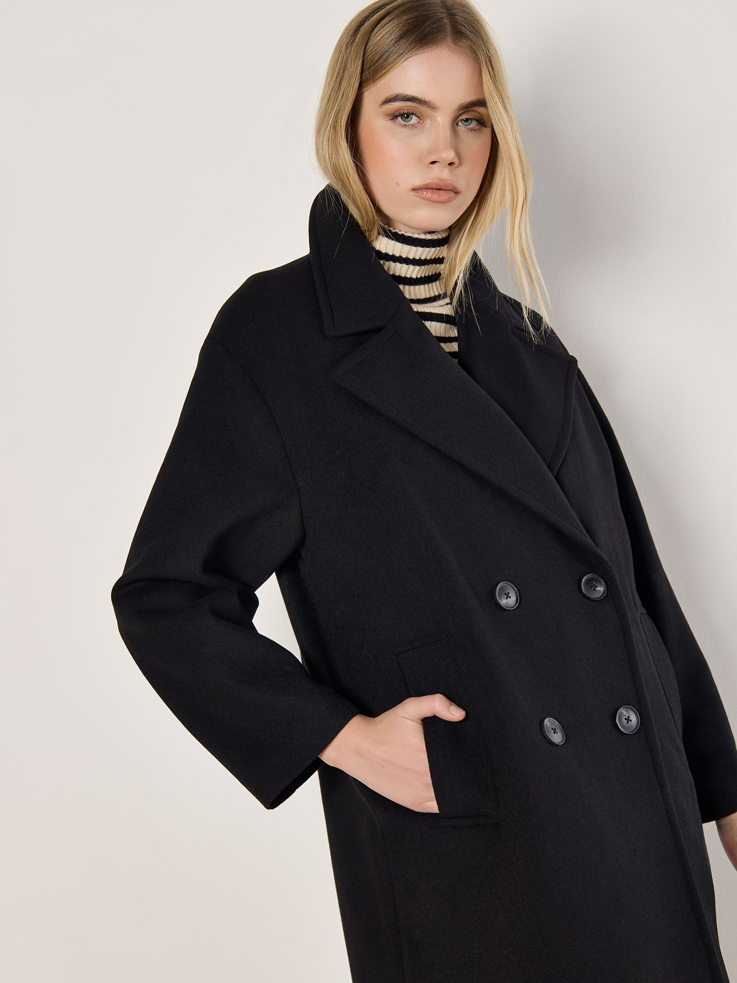 Apricot Wollmantel mit Reverskragen im Relaxed Fit