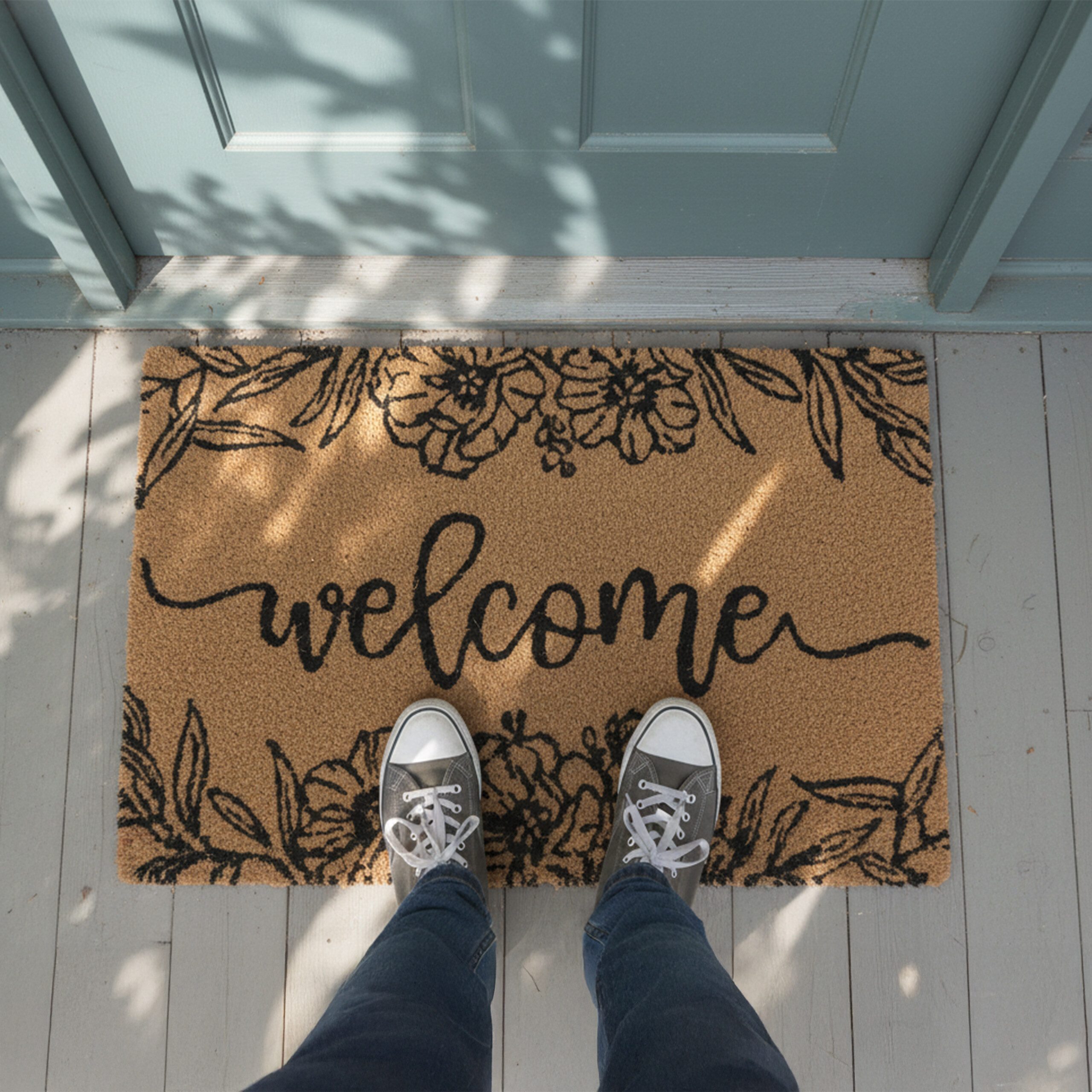 relaxdays Fußmatte Kokos Fußmatte Begrüßung, rechteckig, Höhe: 15 mm, F günstig online kaufen
