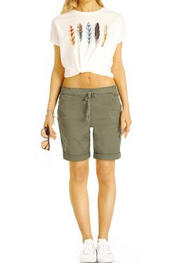 be styled Shorts Chino Stoff Shorts - Kurze lockere Hosen mit Kordelzug - Damen - h28a mit Kordelzug, in Unifarben, mit elastischem Bund