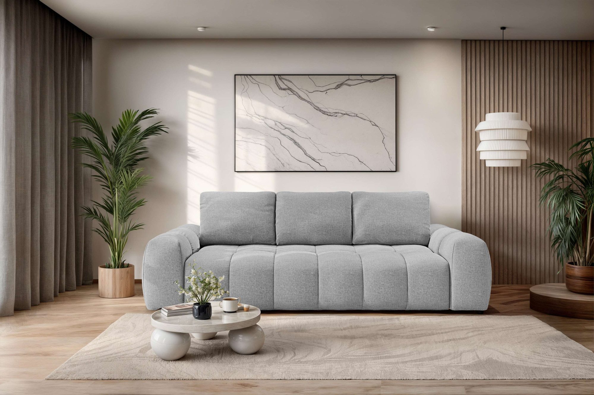 OTTO home 3-Sitzer AZITA optionale Schlafsofa mit Bettkasten, Breite 253cm, Sofa mit Wellenunterfederung, Bubble-Optik, Verlässliche Qualität