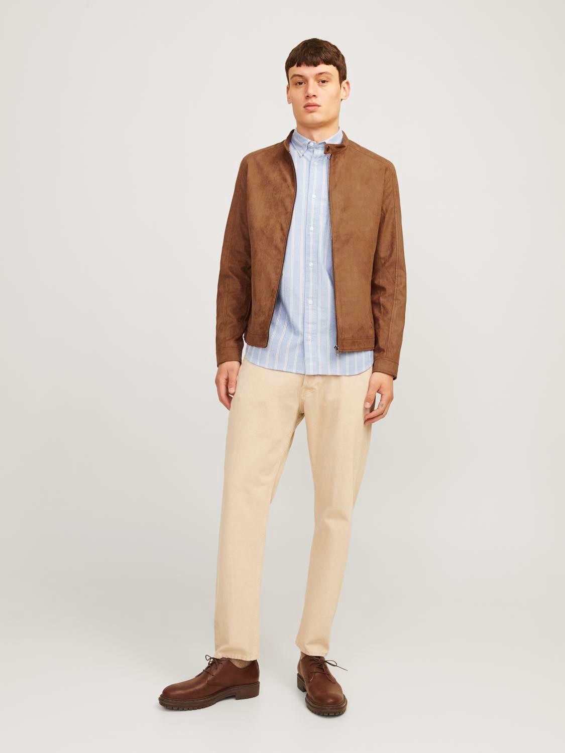 Jack & Jones Lederimitatjacke JJEDYLAN CLEAN JACKET NOOS mit Bandkargen