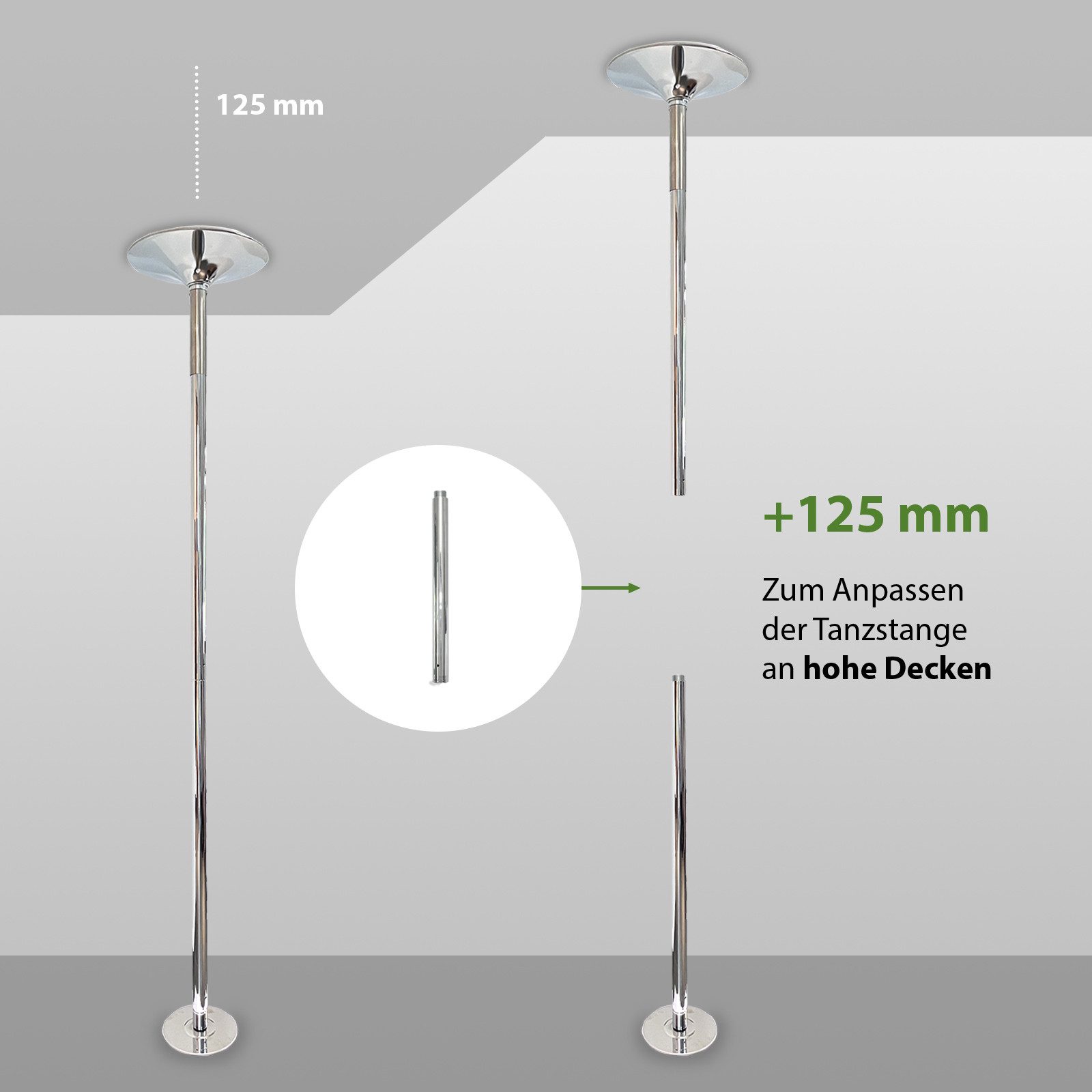TRUTZHOLM Pole Dance Stange Tanzstangenverlängerung 125 mm für Tanzstange 45mm Pole Dance