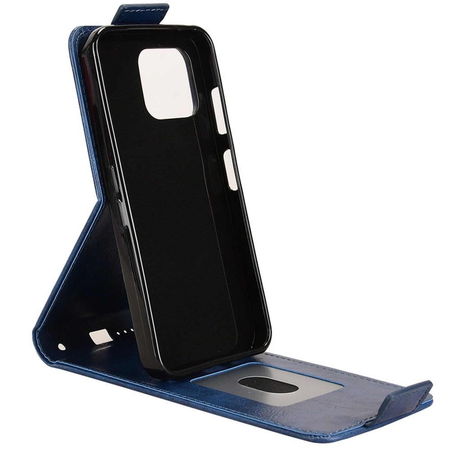 Wigento Smartphone-Hülle Für Fairphone 6 Magnetische Vertikale Flip Kunstleder Hülle Blau, Magnetverschluss, Kartenfächer, Halterfunktion