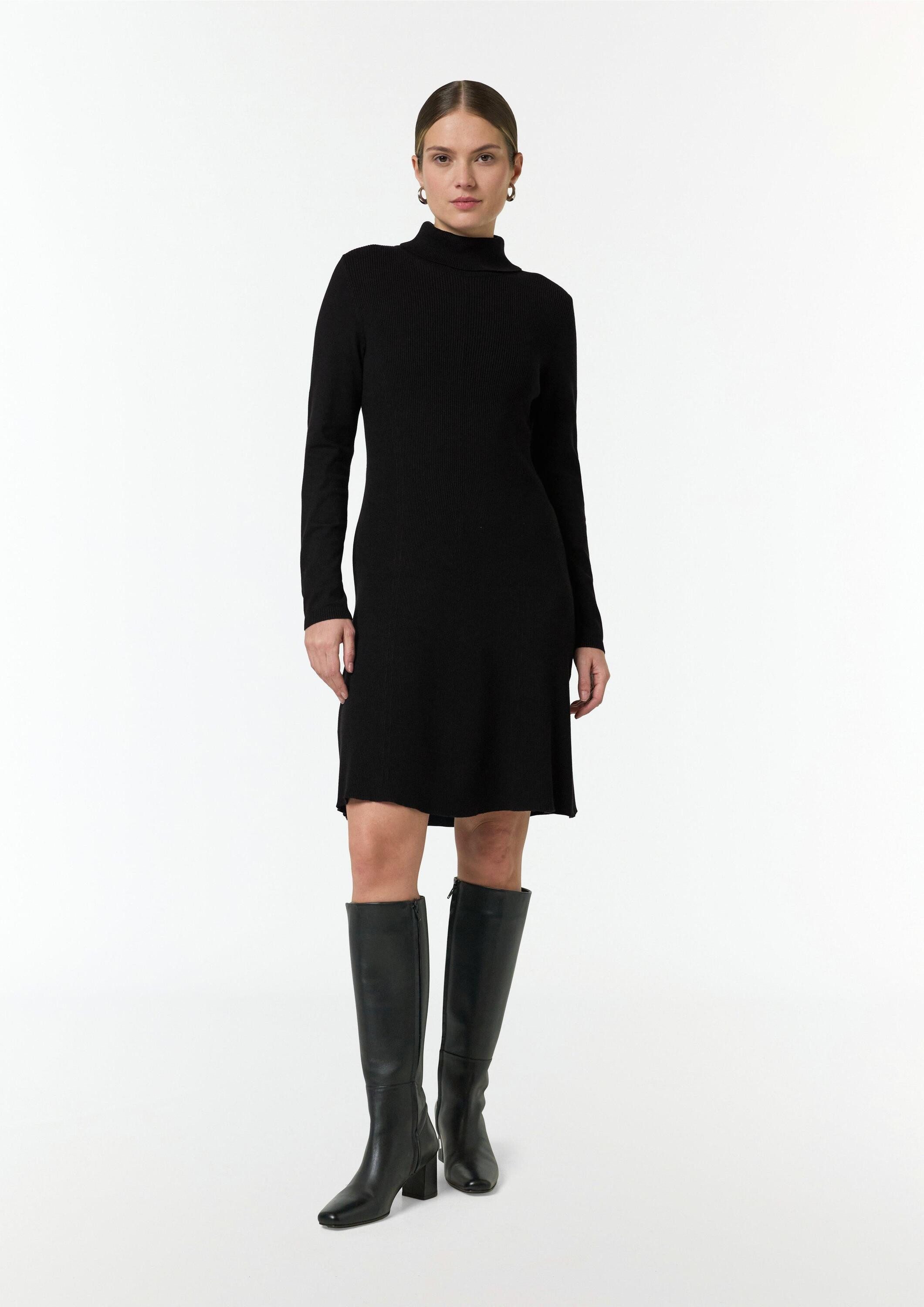 comma Minikleid Kleid Kurzes Rippstrickkleid mit Turtleneck