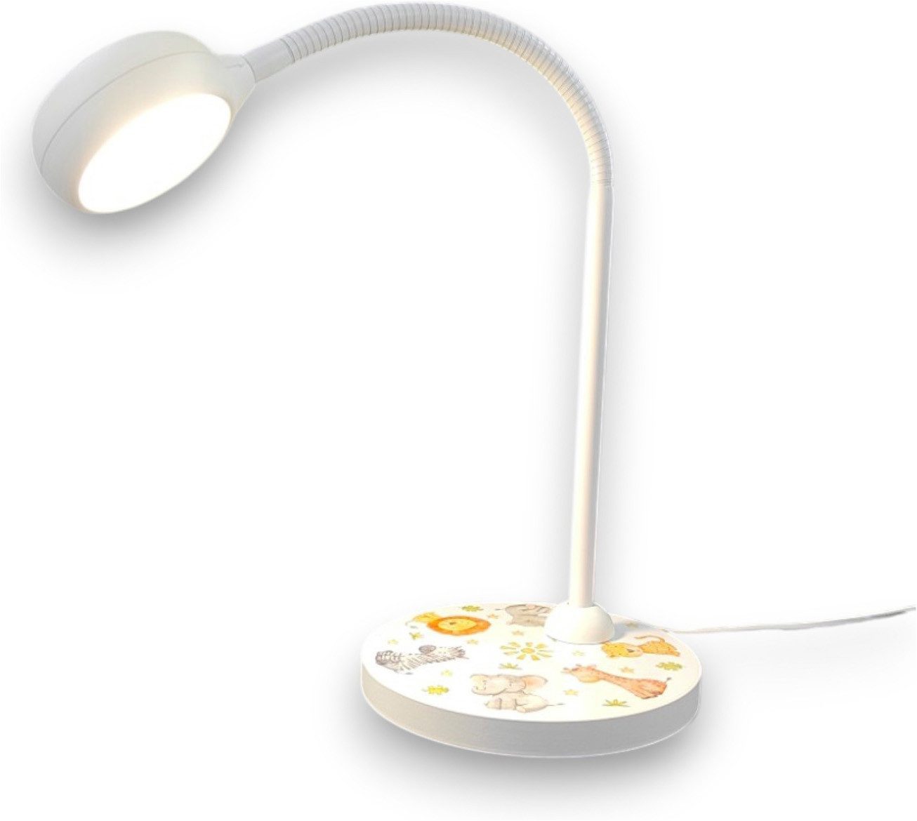niermann Schreibtischlampe Kinderlampe mit Motiv "Little Safari", Kinderzimmer, ohne Leuchtmittel, flexibel verstellbarer Leuchtenarm, Made in Germany