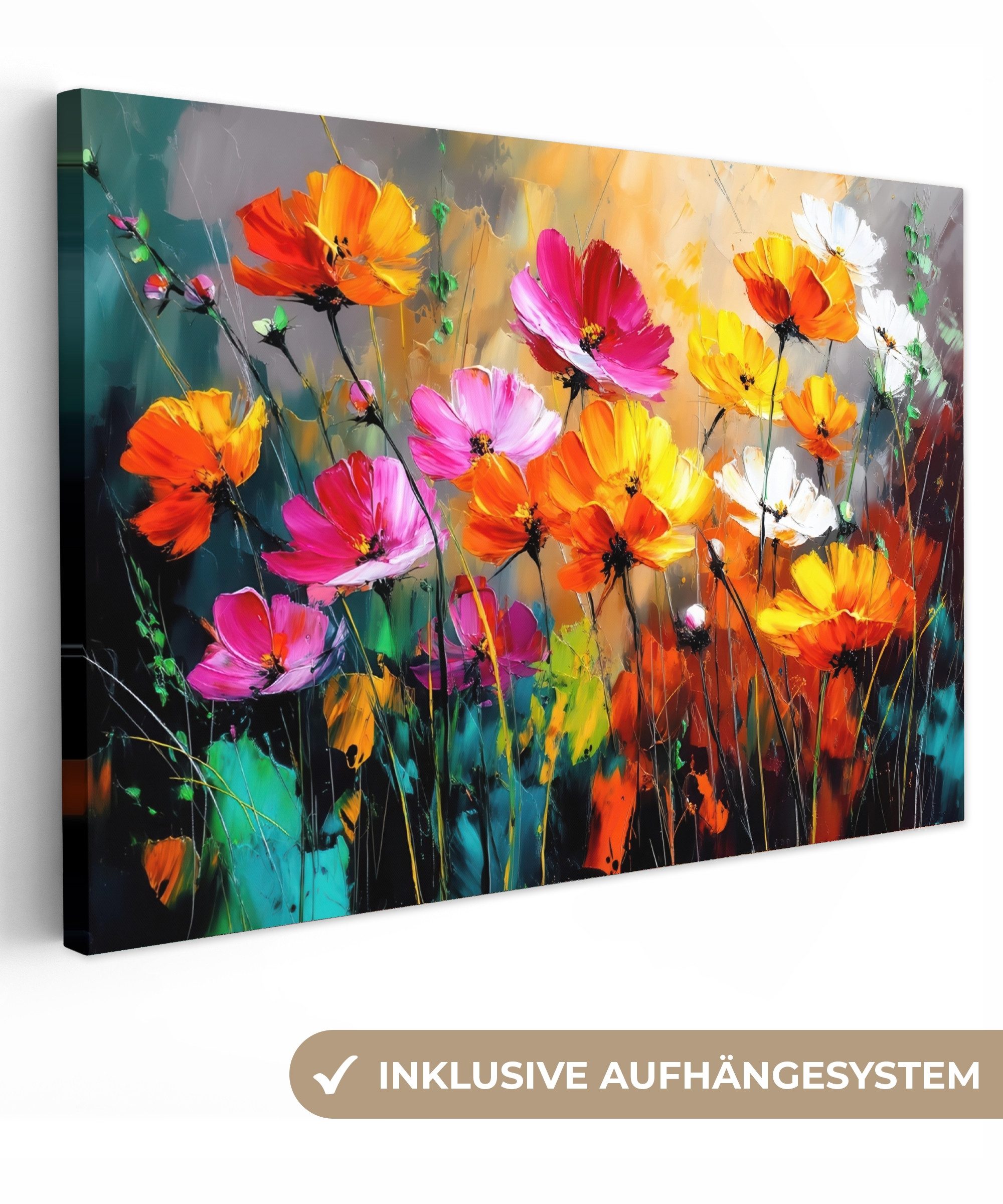 OneMillionCanvasses® Leinwandbild Leuchtend bunt - Blütenblätter - Abstrakt günstig online kaufen