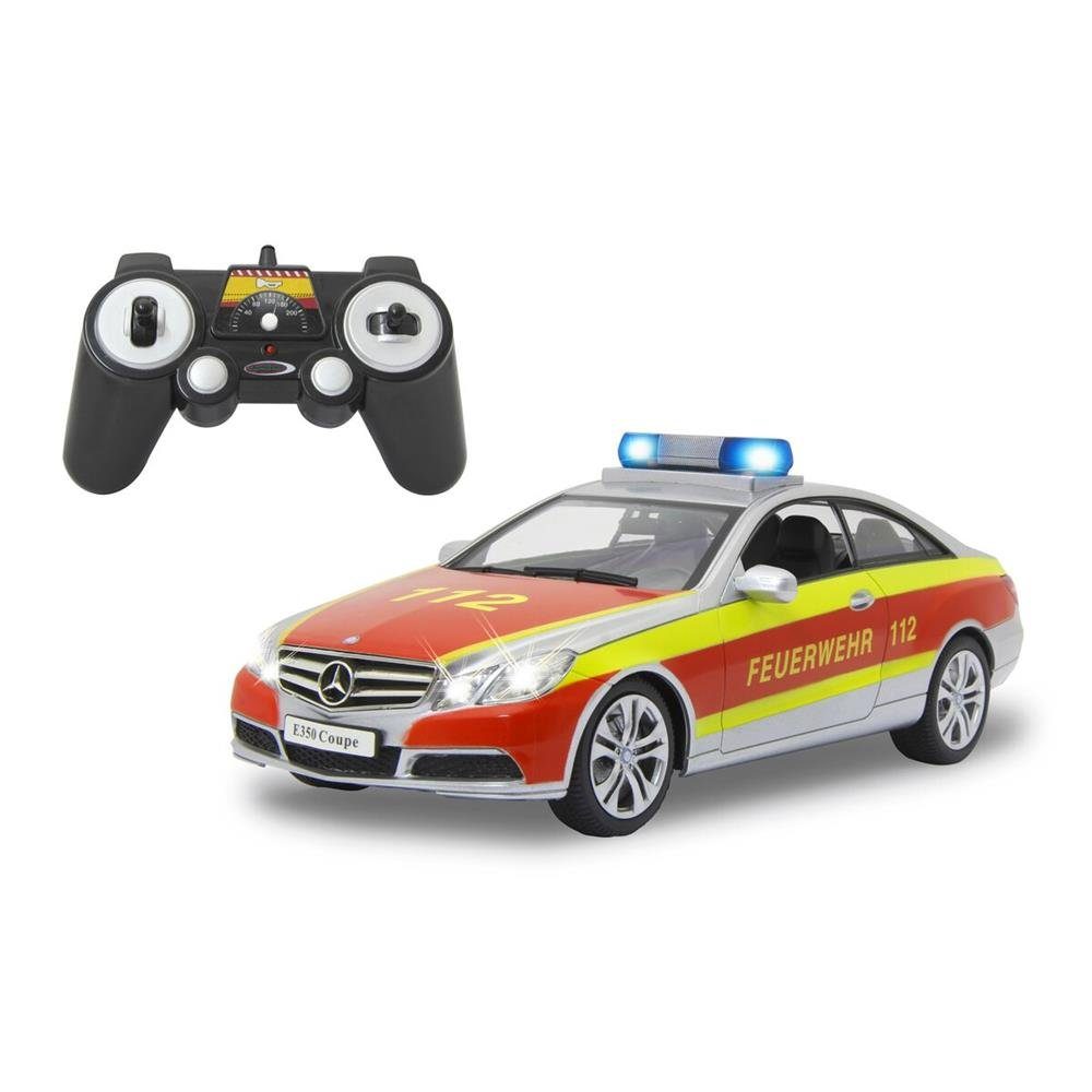 Jamara RC-Auto Mercedes-Benz E 350 Coupe Feuerwehr, Maßstab 1:16, silber /  rot, 2,4 GHz Funk, ferngesteuertes Fahrzeug