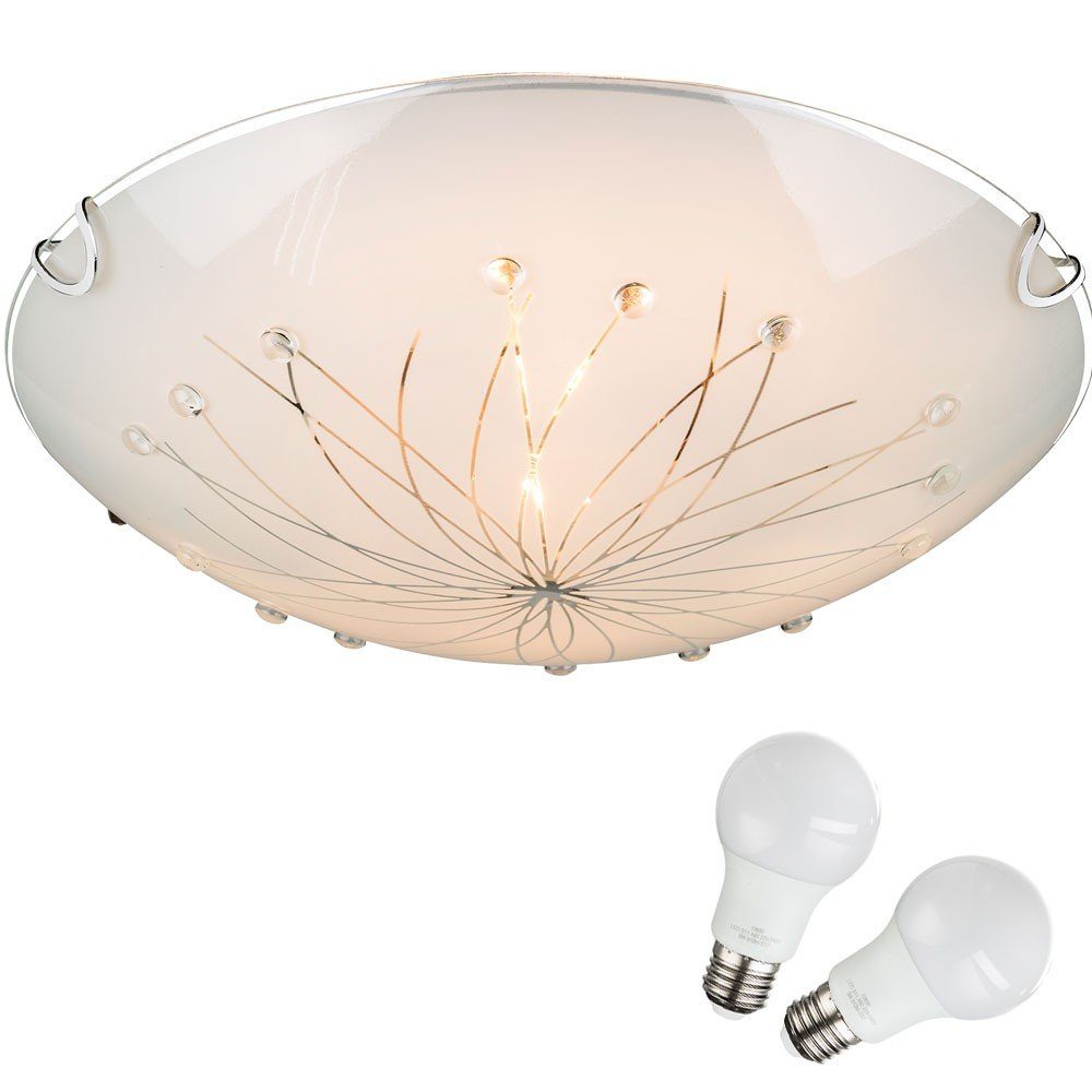 etc-shop LED Deckenleuchte, Leuchtmittel inklusive, Blume Warmweiß, Muster Decken Set- Raum Wohn Lampe Kristall Leuchte im