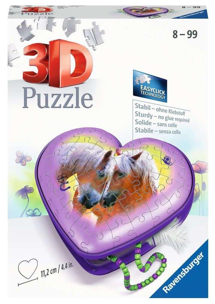 Ravensburger 3D-Puzzle Ravensburger Puzzle Herzschatulle Pferde, Puzzleteile
