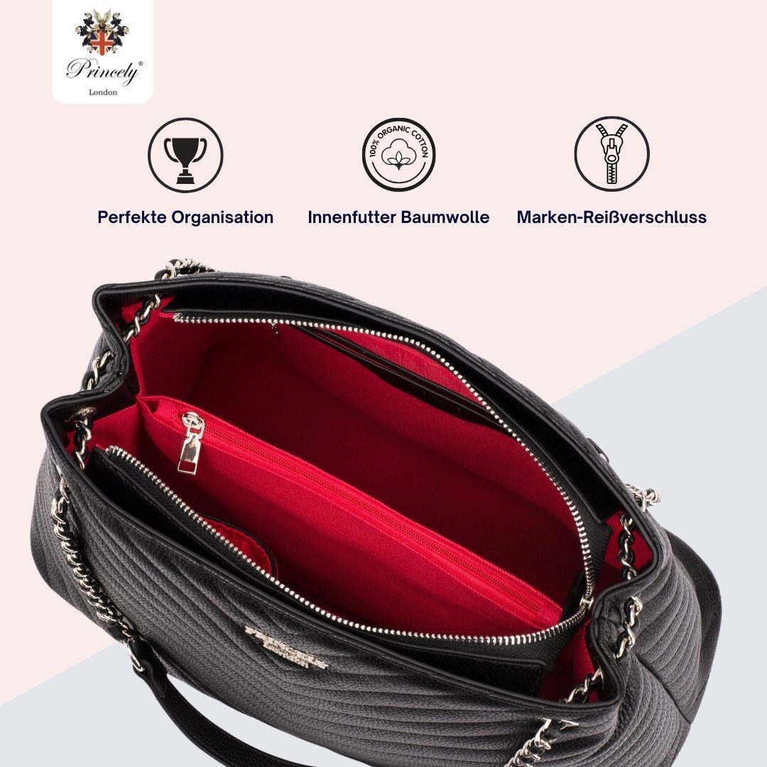 Princely London Handtasche Nina - Geräumige Tasche mit Reißverschluss