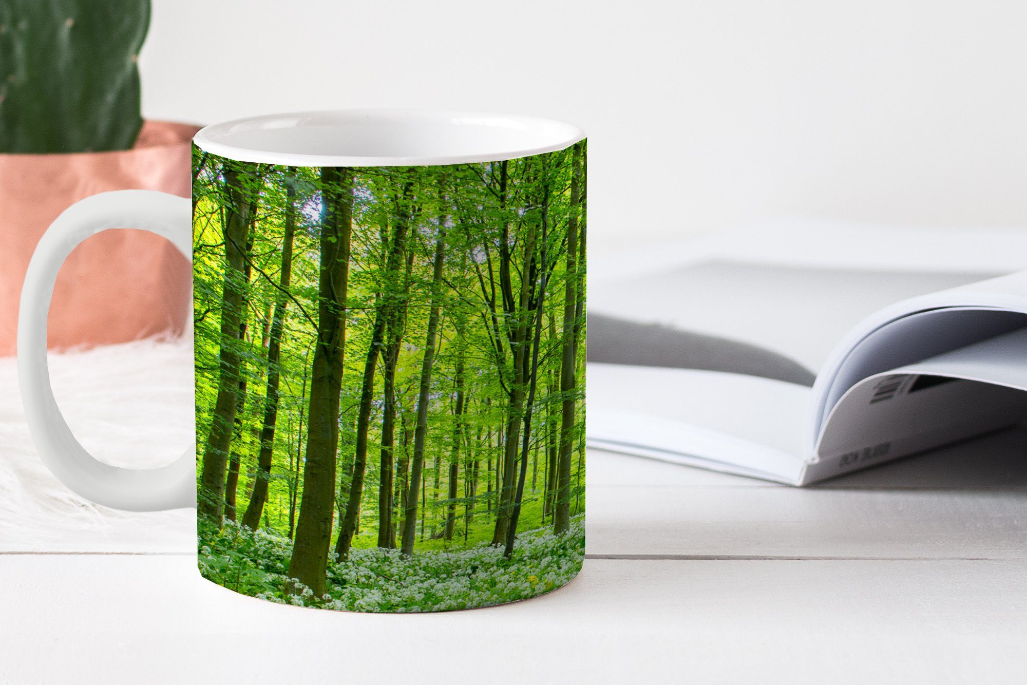 MuchoWow - Teetasse, Bäume Becher, - Grün, Keramik, Tasse Geschenk Kaffeetassen, Wald Teetasse,