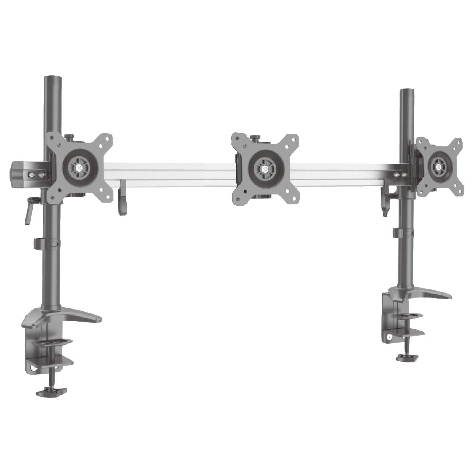 HFTEK Monitor-Halterung, (3-Fach - Tischhalterung für 3 Bildschirme von 15  bis 24 Zoll mit Tischklemmsystem - VESA 75/100 (MP213C-N)