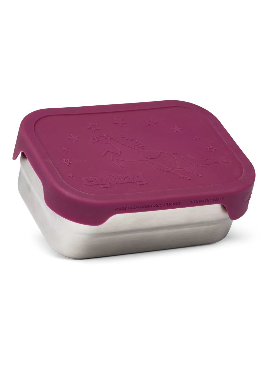 ergobag Lunchbox Edelstahl Brotdose, Edelstahl, (Edelstahl Brotdose, 3-tlg., 1x Brotdose, 1x Trennfach), spülmaschinengeeignet bis 45 Grad, Handwäsche empfohlen