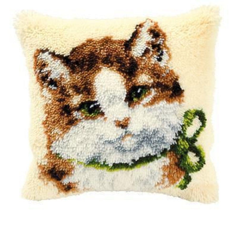 Vervaco Kreativset Vervaco PN-0014138 Knüpfkissenpackung Katzen Kopf, (Set, Vervaco embroidery Kit), Made in Europe
