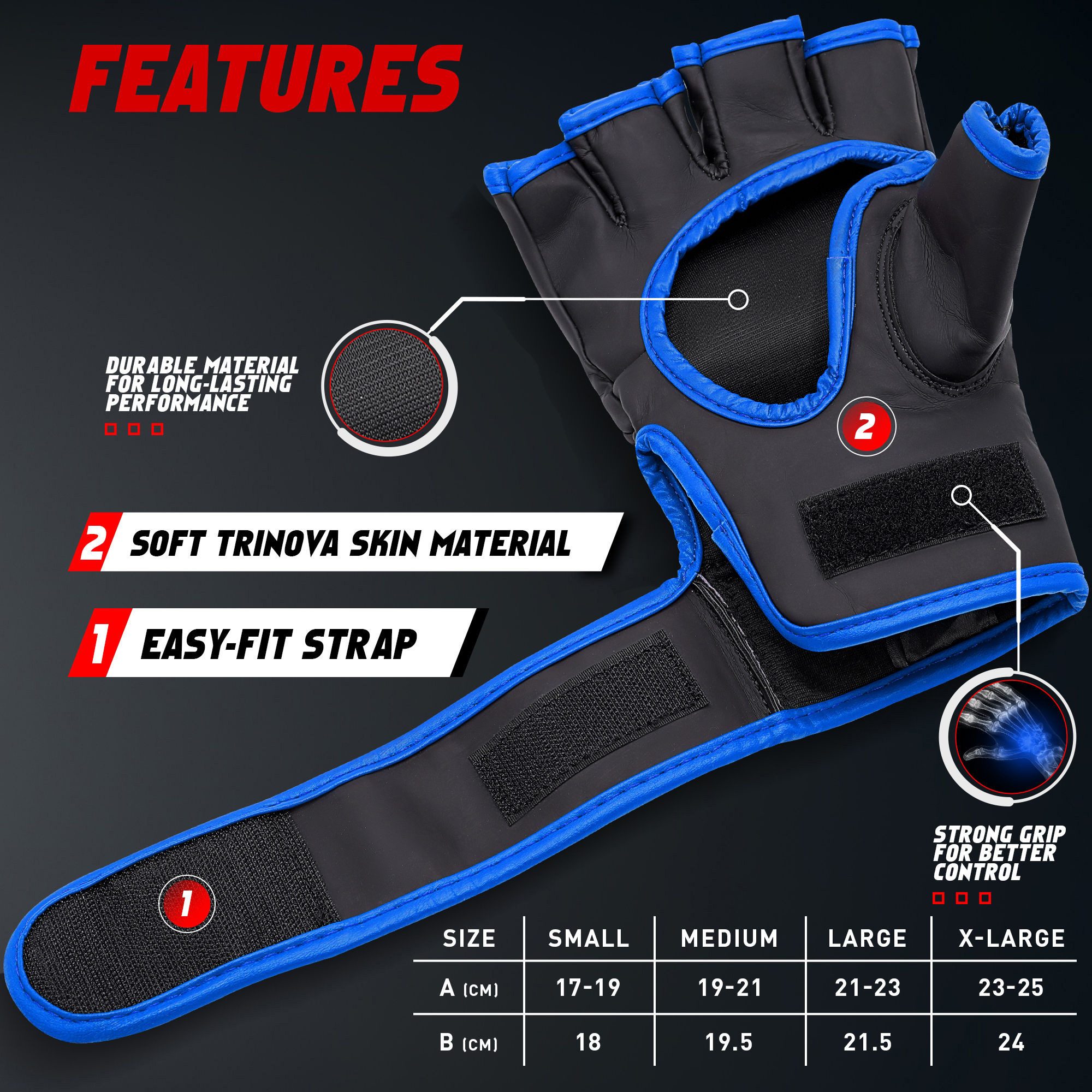 JAG GEARS MMA-Handschuhe MMA-Handschuhe Boxen Kickboxen Grappling und Sparring Handgelenkschutz (Set), Open-Palm MMA Gloves mit High-Density Knöchel- & Handschutz