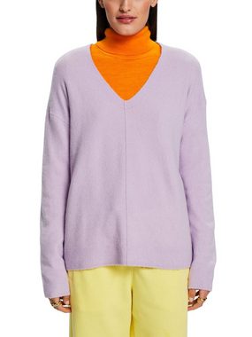 Esprit V-Ausschnitt-Pullover Wollmix-Pullover mit V-Ausschnitt